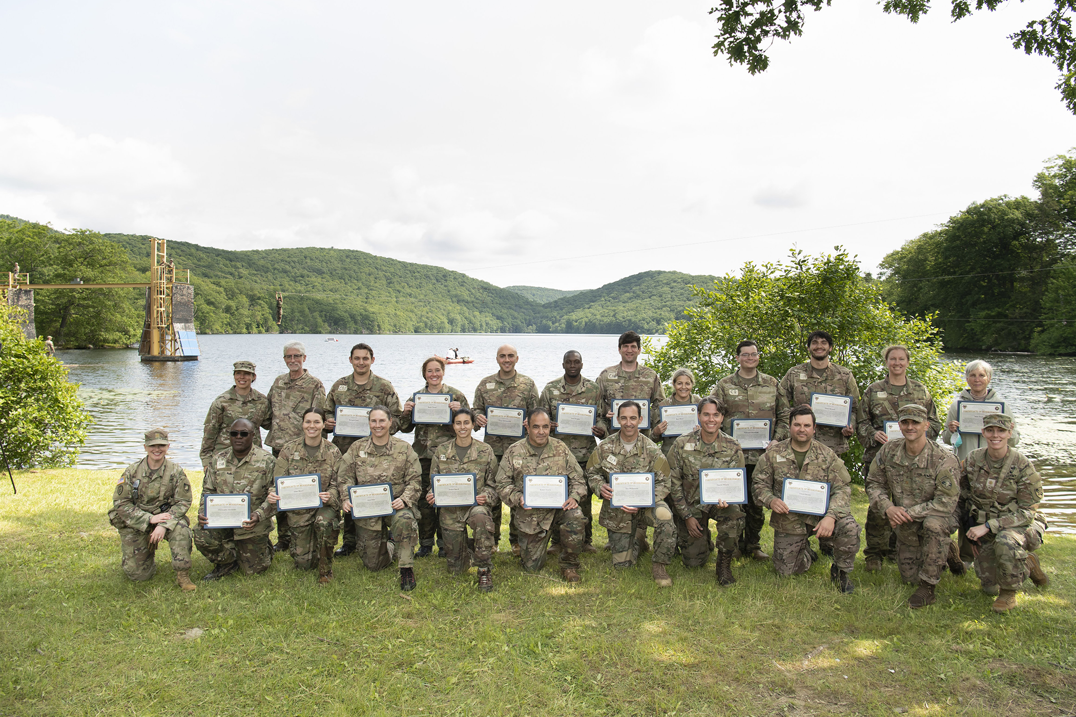 The Civilian-Military Experience (CivMX) was a three-day, two-night immersive Cadet Summer Training opportunity for 19 Army civilian staff, faculty and coaches from across the U.S. Military Academy from June 7-9 at Camp Buckner.  Led by instructors from the Simon Center for the Professional Military Ethic and Character Integration Advisory Group, participants lived under a regimen of military instruction and discipline with assigned leadership roles.  They participated in events such as the Leader Reaction 