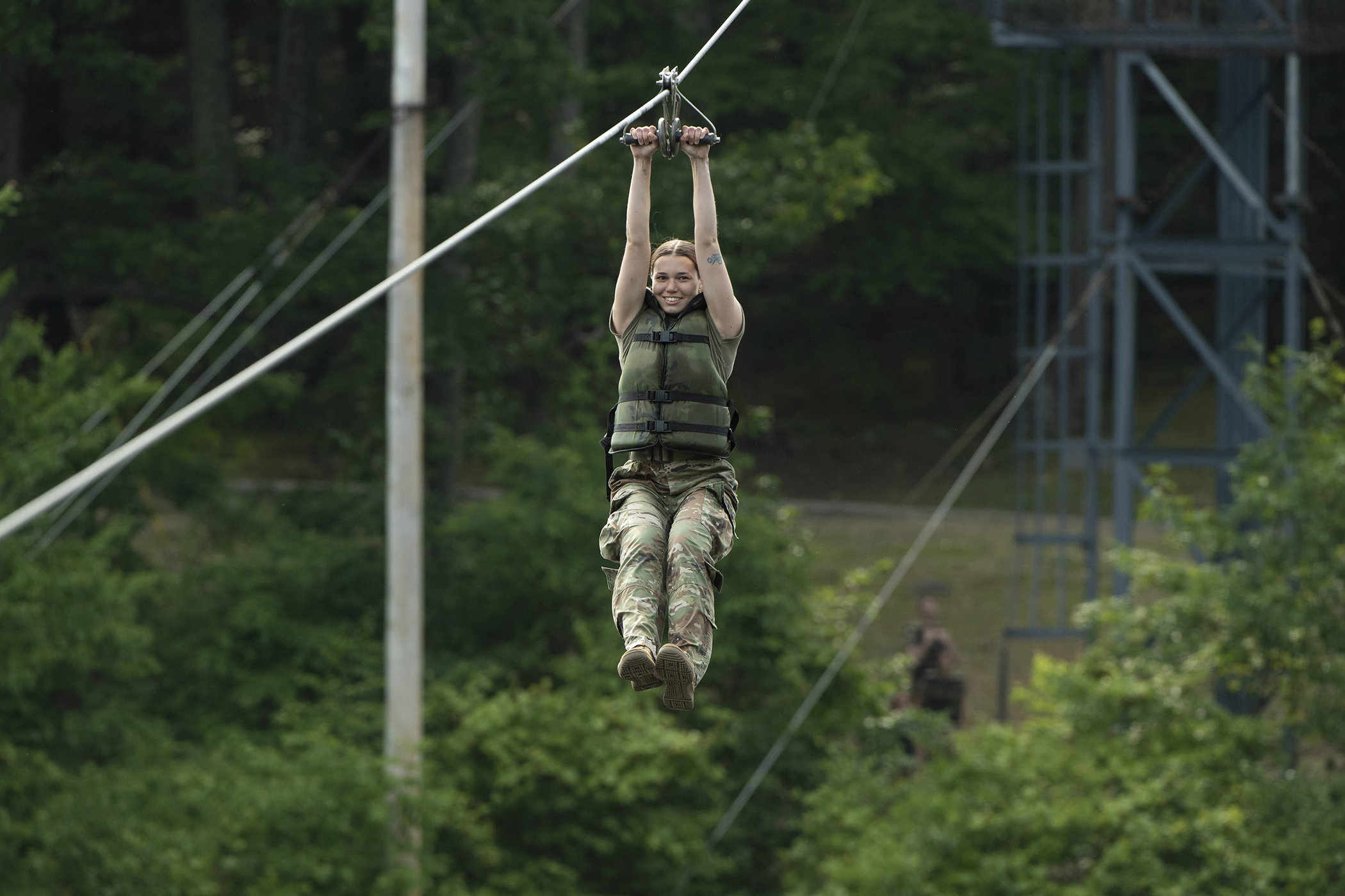 The Civilian-Military Experience (CivMX) was a three-day, two-night immersive Cadet Summer Training opportunity for 19 Army civilian staff, faculty and coaches from across the U.S. Military Academy from June 7-9 at Camp Buckner.  Led by instructors from the Simon Center for the Professional Military Ethic and Character Integration Advisory Group, participants lived under a regimen of military instruction and discipline with assigned leadership roles.  They participated in events such as the Leader Reaction 