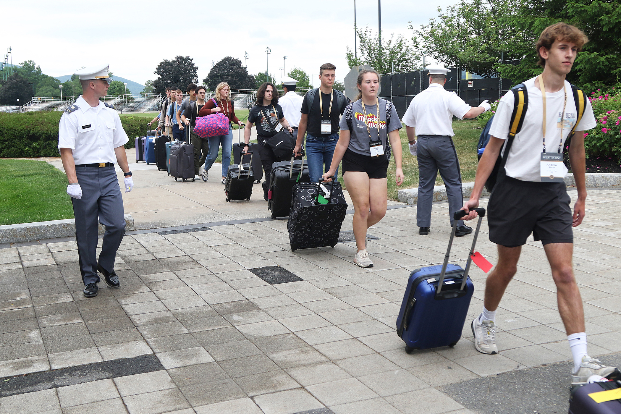 The West Point Summer Leaders Experience began June 3 for approximately 500 rising high school seniors. SLE is a weeklong program that immerses potential cadet candidates into the academic, military, physical training and social life of West Point cadets.   (Photo by Eric S. Bartelt/PV)