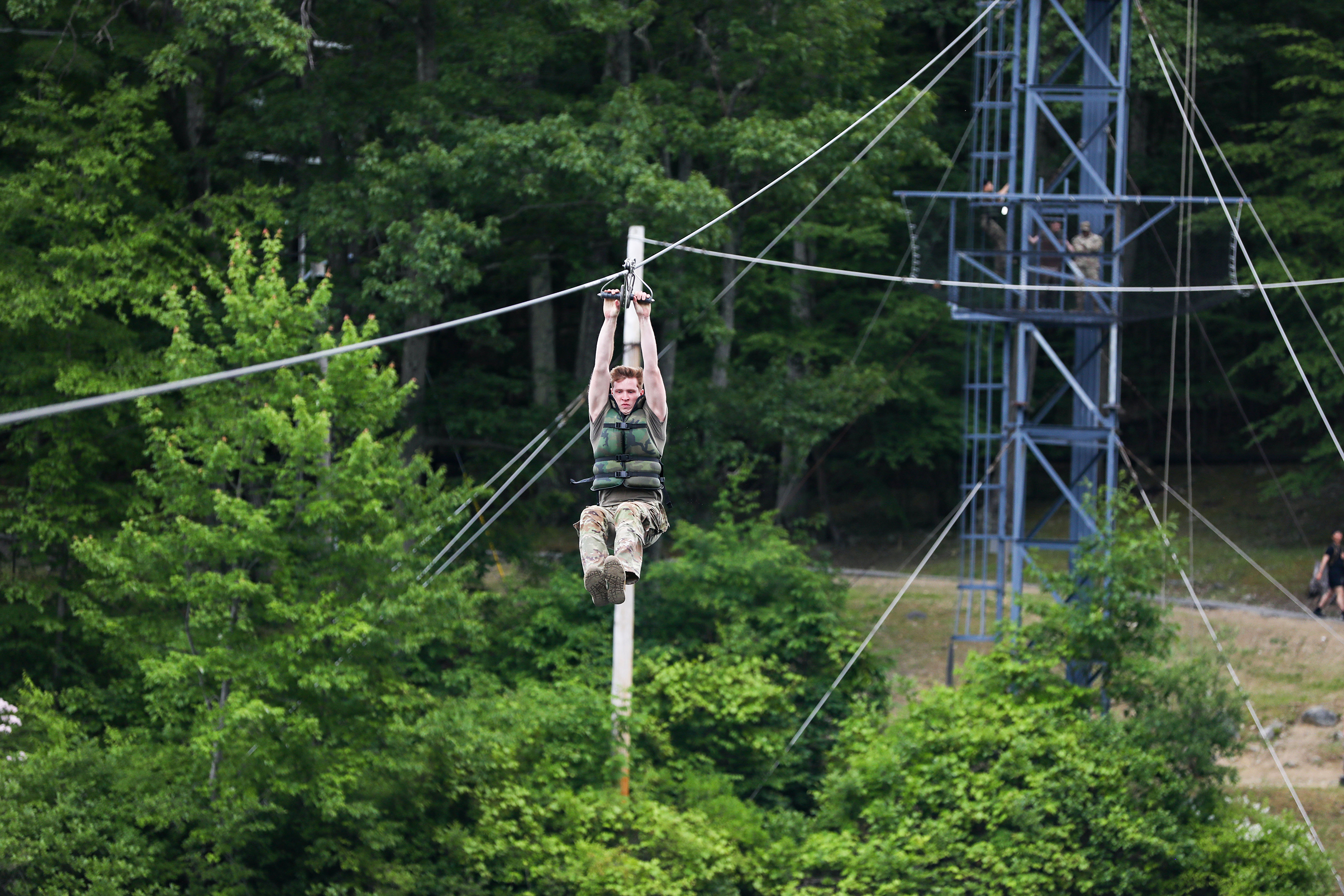 Paratroopers assigned to the task force, from the 1st Brigade Combat Team, 82nd Airborne Division, arrived recently to spend the summer at Camp Natural Bridge, a training area at the U.S. Military Academy, to assist with Cadet Summer Training (CST) 2023. CST is about 12 weeks’ worth of summer training that develops the cadets by giving them the opportunity to train under the guidance of upper-class cadets with the visiting Army units facilitating the initial training of those cadets. The task force also