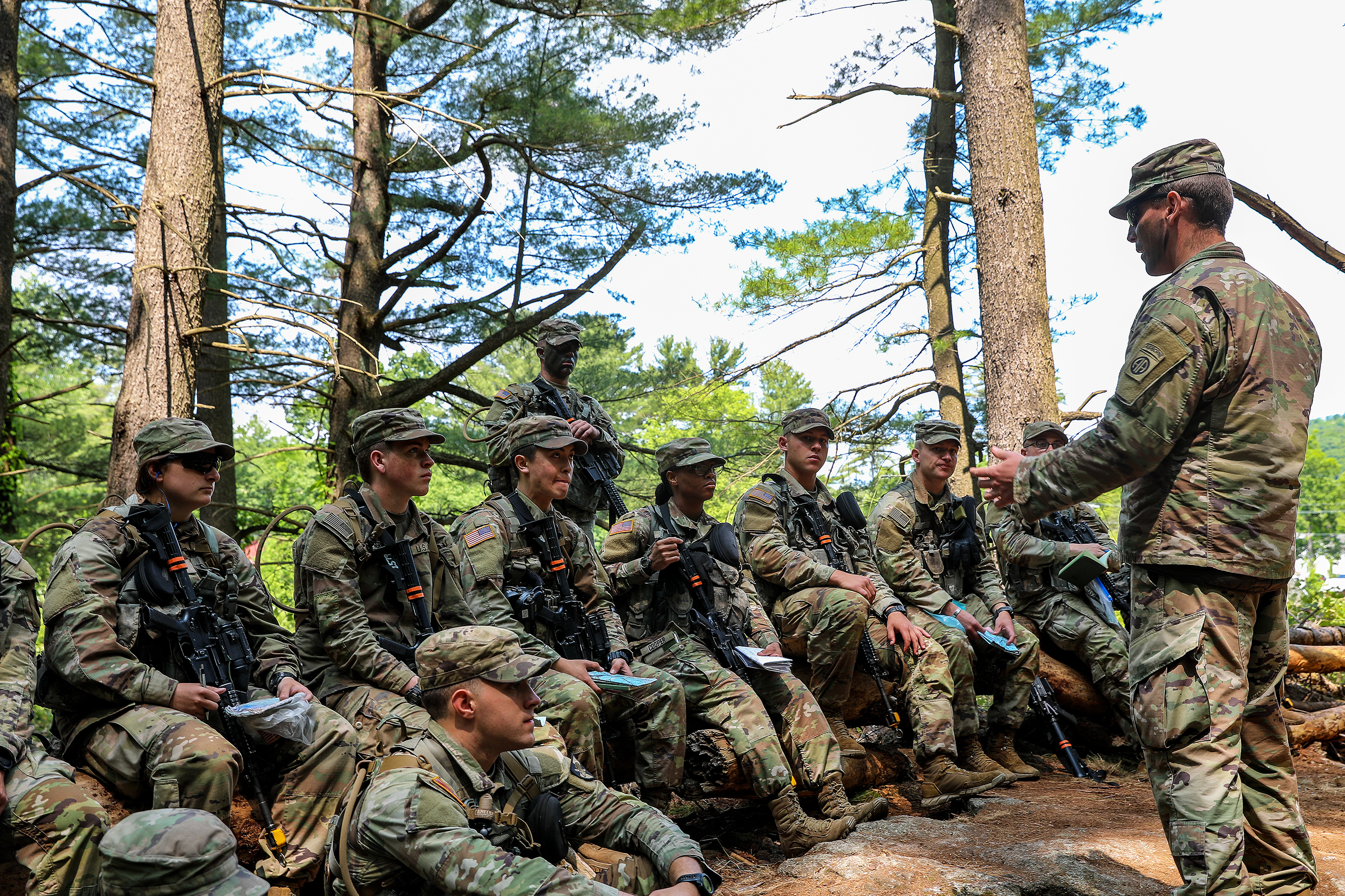 Paratroopers assigned to the task force, from the 1st Brigade Combat Team, 82nd Airborne Division, arrived recently to spend the summer at Camp Natural Bridge, a training area at the U.S. Military Academy, to assist with Cadet Summer Training (CST) 2023. CST is about 12 weeks’ worth of summer training that develops the cadets by giving them the opportunity to train under the guidance of upper-class cadets with the visiting Army units facilitating the initial training of those cadets. The task force also