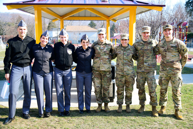 Members of the West Point Big Brothers Big Sisters Club visited the Highland Falls Intermediate School (HFIS) on March 21, in Highland Falls, N.Y. Cadets meet with HFIS students once a week for about an hour to either play at the playground or do mentorship activities like developing goals and character development. For more information on Big Brothers Big Sisters of America program, visit www.bbs.org.    (Photo by Sgt. 1st Class Luisito Brooks/USMA PAO)  