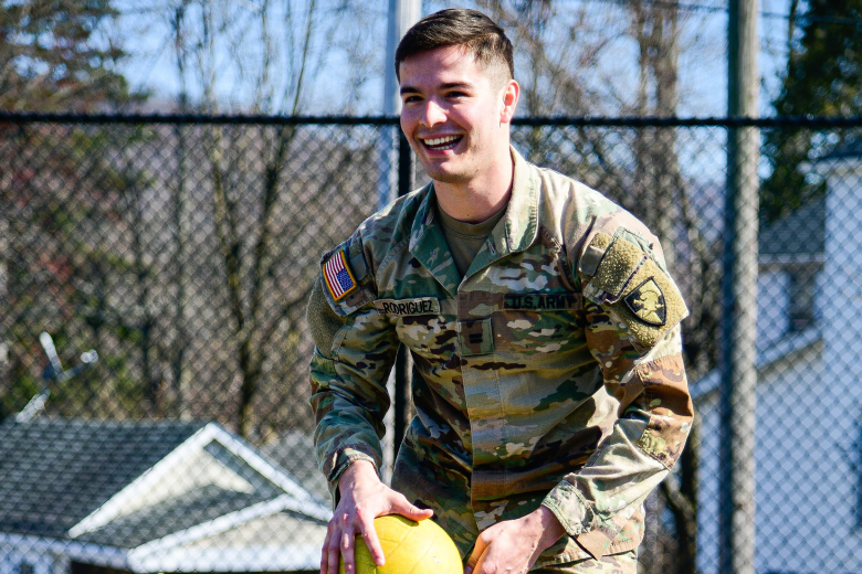 Members of the West Point Big Brothers Big Sisters Club visited the Highland Falls Intermediate School (HFIS) on March 21, in Highland Falls, N.Y. Cadets meet with HFIS students once a week for about an hour to either play at the playground or do mentorship activities like developing goals and character development. For more information on Big Brothers Big Sisters of America program, visit www.bbs.org.    (Photo by Sgt. 1st Class Luisito Brooks/USMA PAO)  