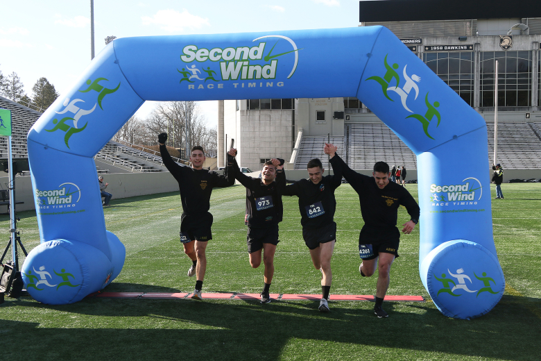 The Army West Point Marathon Team hosted the seventh annual Fallen Comrades Half Marathon March 19 at the U.S. Military Academy. This year, 638 participants braved brisk sub-32-degree weather to partake in a one-mile Kids Fun Run in addition to the 13.1-mile run and ruck march throughout the West Point post starting and finishing at Michie Stadium. The race is dedicated to those members of the Long Gray Line who served during war and paid the ultimate sacrifice. The team celebrates their memory with a