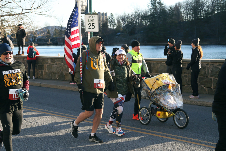 The Army West Point Marathon Team hosted the seventh annual Fallen Comrades Half Marathon March 19 at the U.S. Military Academy. This year, 638 participants braved brisk sub-32-degree weather to partake in a one-mile Kids Fun Run in addition to the 13.1-mile run and ruck march throughout the West Point post starting and finishing at Michie Stadium. The race is dedicated to those members of the Long Gray Line who served during war and paid the ultimate sacrifice. The team celebrates their memory with a