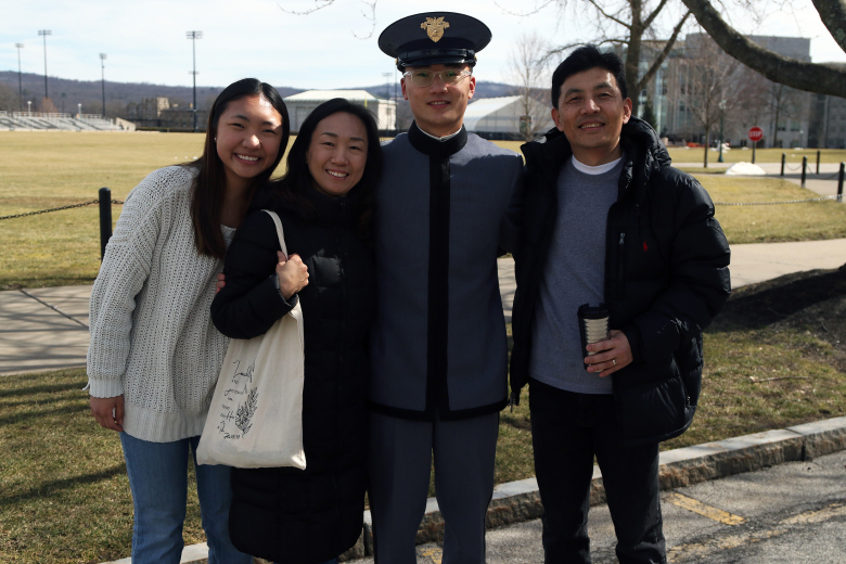More than 1,200 cadets from the Class of 2026 had a chance to unwind from their daunting schedule and spend time with classmates, family and friends in a relaxed environment during Plebe-Parent Weekend March 3-4 at the U.S. Military Academy. About 2,000 parents, siblings and significant others traveled to the rockbound highland home of their plebes to get a sneak peek glimpse into their daily lives and enjoy a weekend of gatherings to celebrate their first big milestone within the 2022-23 academic year.
