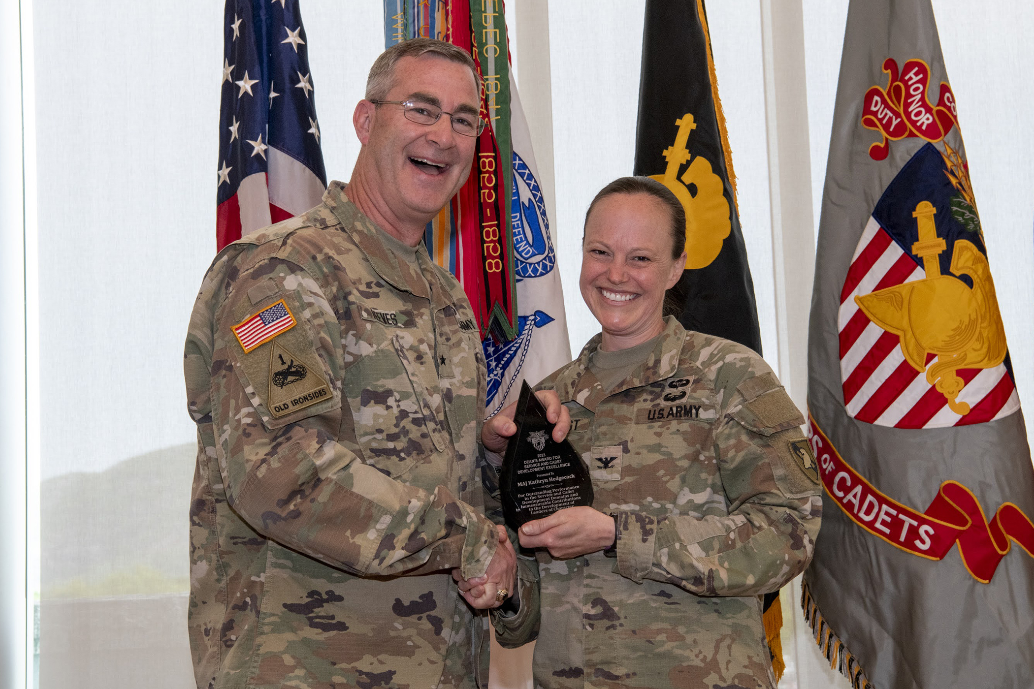 The Dean of the Academic Board, Brig. Gen. Shane Reeves, recognized instructors and professors for their excellence in several different categories, two-year master teaching program graduates and the 2023 Apgar Award recipients during a Dean’s Awards ceremony May 15 at the Haig Room.   (Photo by Kyle Osterhoudt/USMA PAO)