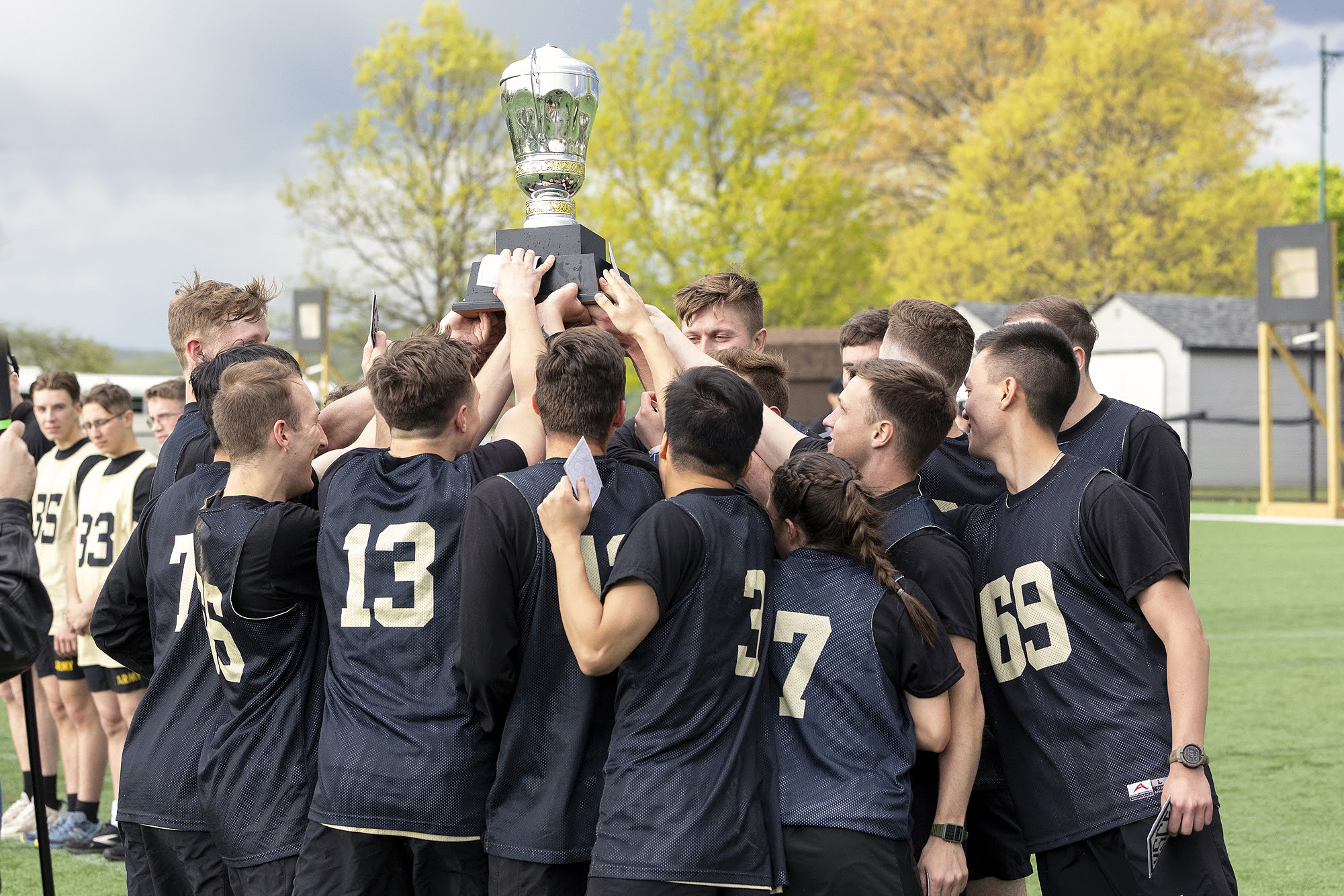 Brigade finalist teams and individuals competed in the Spring Brigade Athletics Championships among company athletic teams on May 1 at Daly Field and the Arvin Cadet Physical Development Center. The finalists competed in five sports to include Flickerball, Ultimate Frisbee, Orienteering, Team Handball and Grappling under the purview of the Department of Physical Education.   (Photo by Christopher Hennen/USMA PAO)