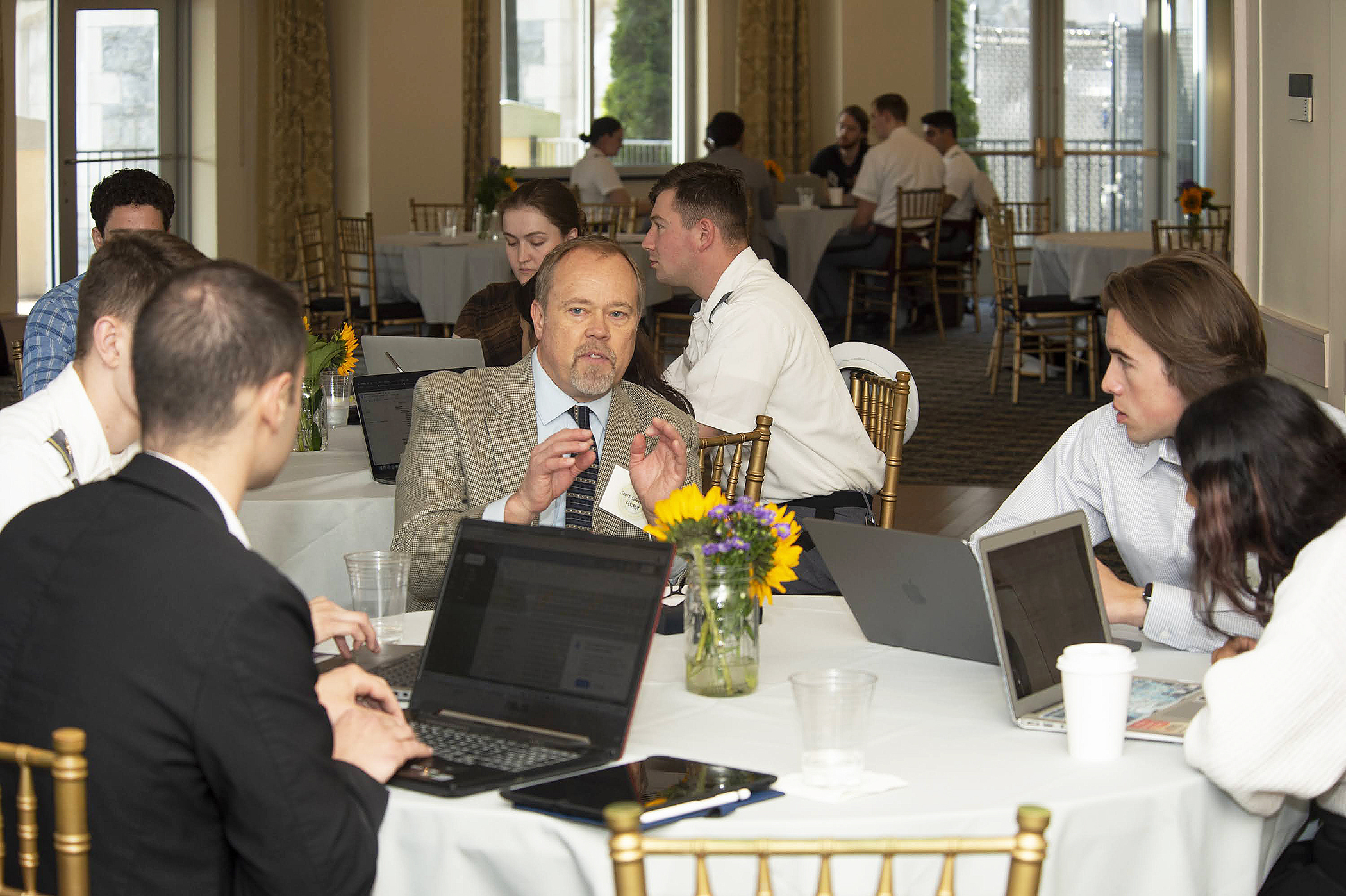 The USMA Department of Social Sciences and its Grand Strategy program hosted the inaugural Frontiers of Grand Strategy (FOGS) Workshop. The Careers in Strategy conversation featured retired Army Col. Abigail Linnington, professor of Practice at The Fletcher School at Tufts University, and Dr. Malia Du Mont, vice president of Strategy at Bard College, April 14 at West Point Club. (Photo by Kyle Osterhoudt/USMA PAO)