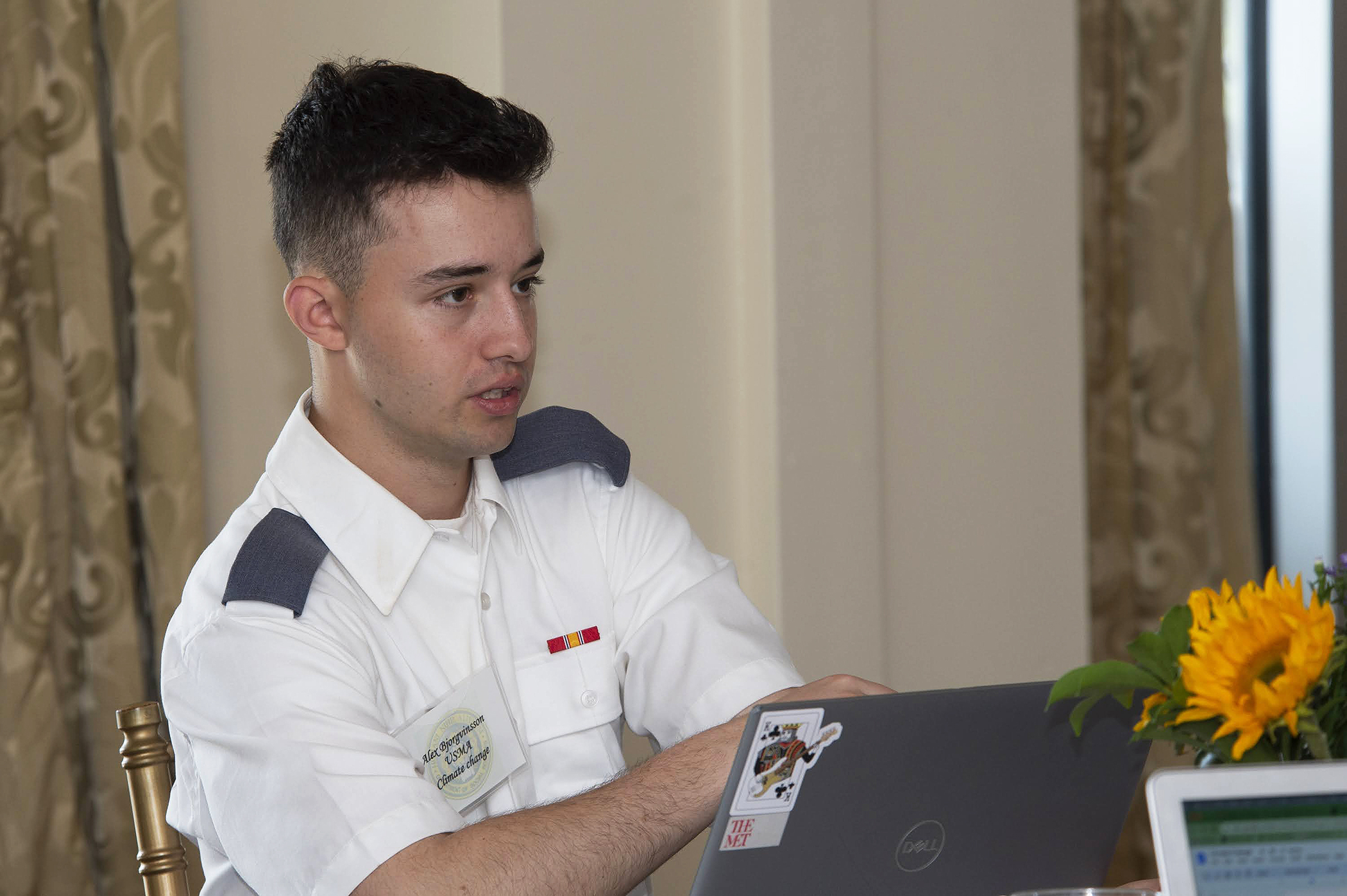 The USMA Department of Social Sciences and its Grand Strategy program hosted the inaugural Frontiers of Grand Strategy (FOGS) Workshop. The Careers in Strategy conversation featured retired Army Col. Abigail Linnington, professor of Practice at The Fletcher School at Tufts University, and Dr. Malia Du Mont, vice president of Strategy at Bard College, April 14 at West Point Club. (Photo by Kyle Osterhoudt/USMA PAO)