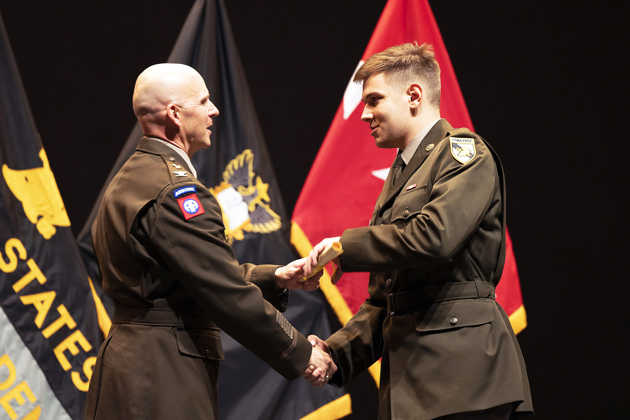 The Class of 2023 Graduation and Commencement Ceremony for the U.S. Military Academy Preparatory School (USMAPS) took place May 13 at Eisenhower Hall at West Point, in front the USMAPS 31st Commandant Col. Rick Johnson, Command Sgt. Maj. Addley Saimbert, Academic Dean Melanie Wong Dodge, USMAPS leadership, family and friends.    (Photo by Christopher Hennen/USMA PAO)
