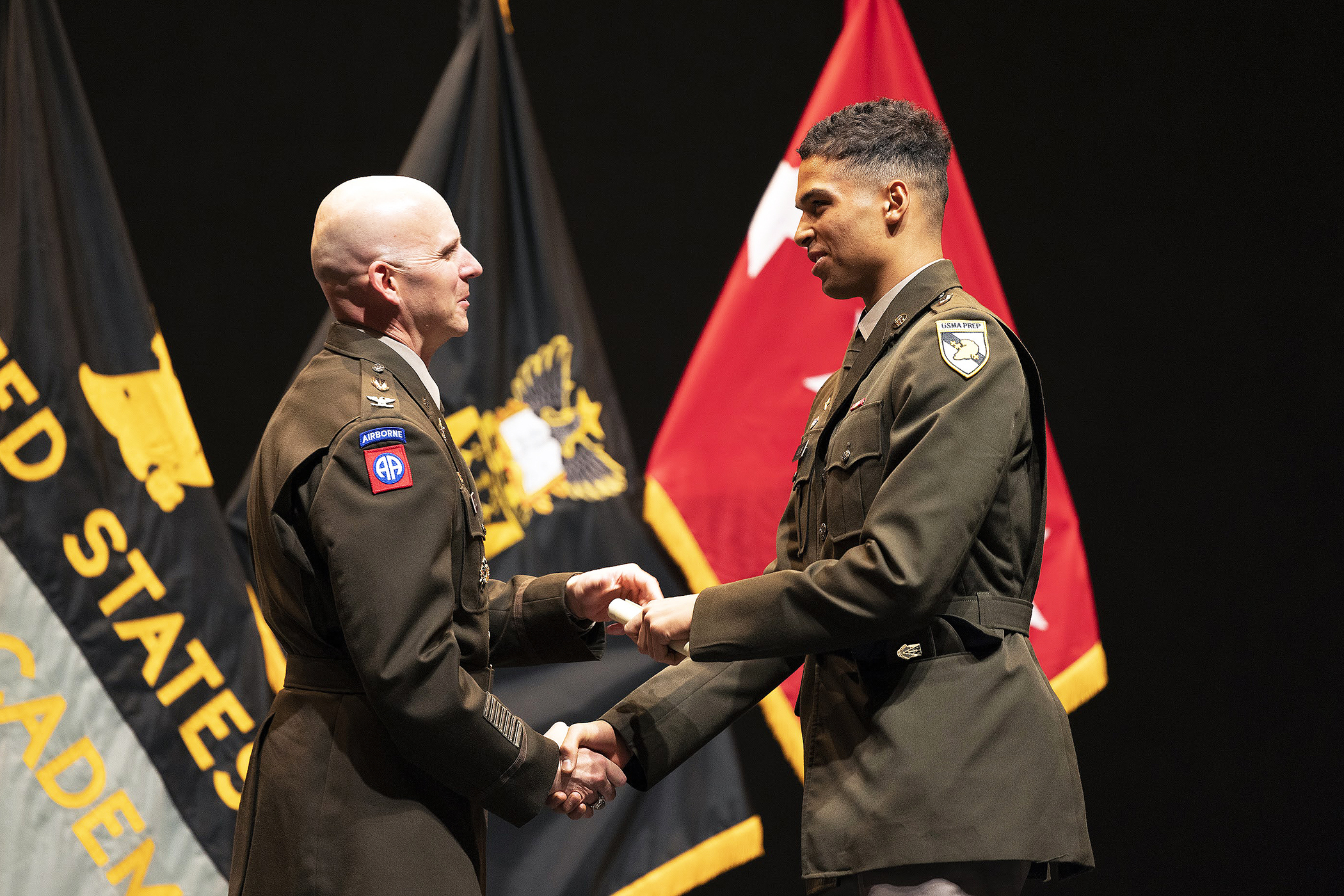 The Class of 2023 Graduation and Commencement Ceremony for the U.S. Military Academy Preparatory School (USMAPS) took place May 13 at Eisenhower Hall at West Point, in front the USMAPS 31st Commandant Col. Rick Johnson, Command Sgt. Maj. Addley Saimbert, Academic Dean Melanie Wong Dodge, USMAPS leadership, family and friends.    (Photo by Christopher Hennen/USMA PAO)