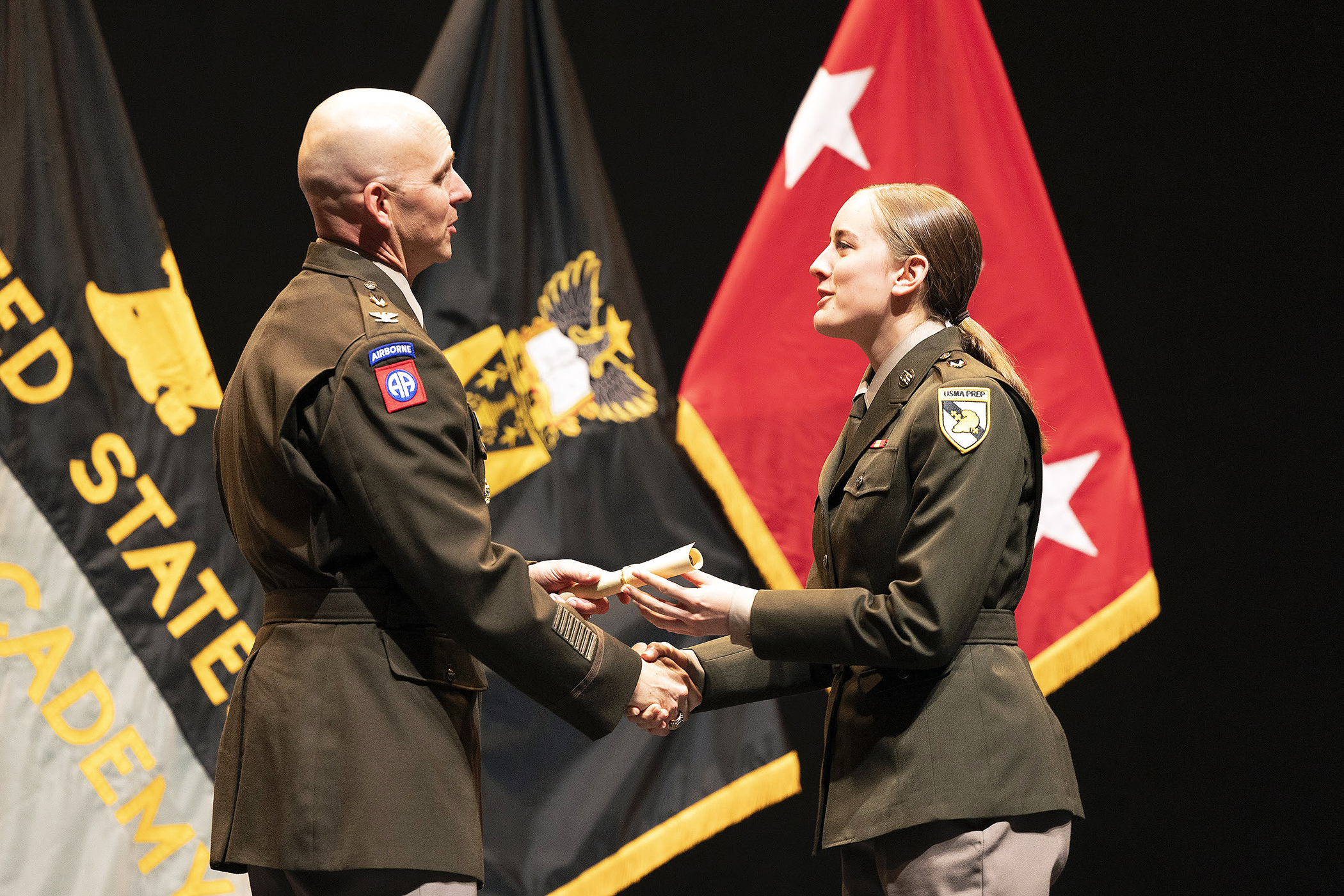 The Class of 2023 Graduation and Commencement Ceremony for the U.S. Military Academy Preparatory School (USMAPS) took place May 13 at Eisenhower Hall at West Point, in front the USMAPS 31st Commandant Col. Rick Johnson, Command Sgt. Maj. Addley Saimbert, Academic Dean Melanie Wong Dodge, USMAPS leadership, family and friends.    (Photo by Christopher Hennen/USMA PAO)