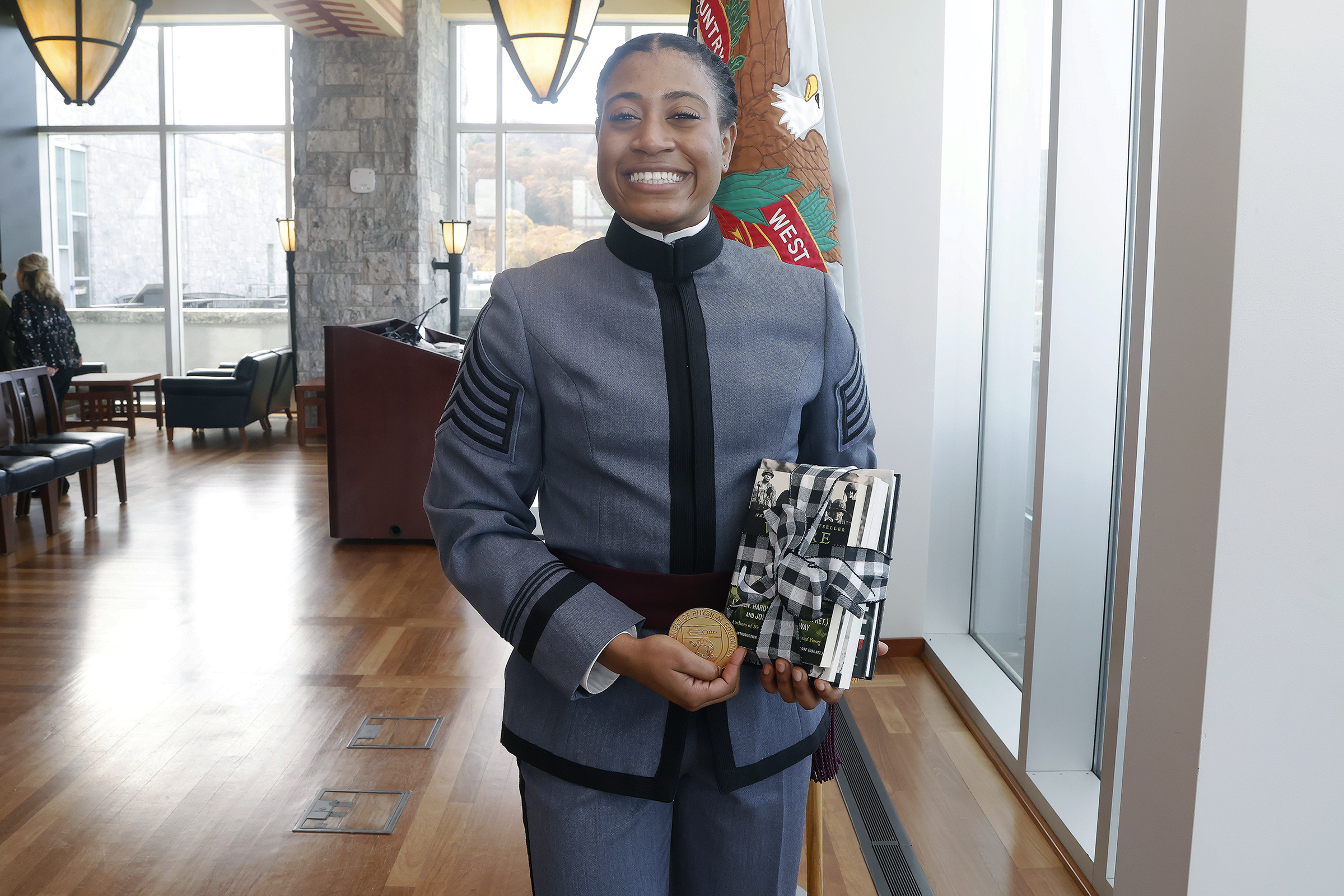 The Department of Physical Education hosted the 12th annual Lt. Gen. Harold “Hal” G. Moore Warrior Athlete of Excellence Award Nov. 9 in the Haig Room at Jefferson Hall. This year’s recipients of the award were Class of 2024 Cadets Tanner Craig and Megan Nkamwa. Craig competes with the Army West Point wrestling team and Nkamwa participates with the Army West Point boxing team. The award recognizes one male and one female first-class cadet each year. 