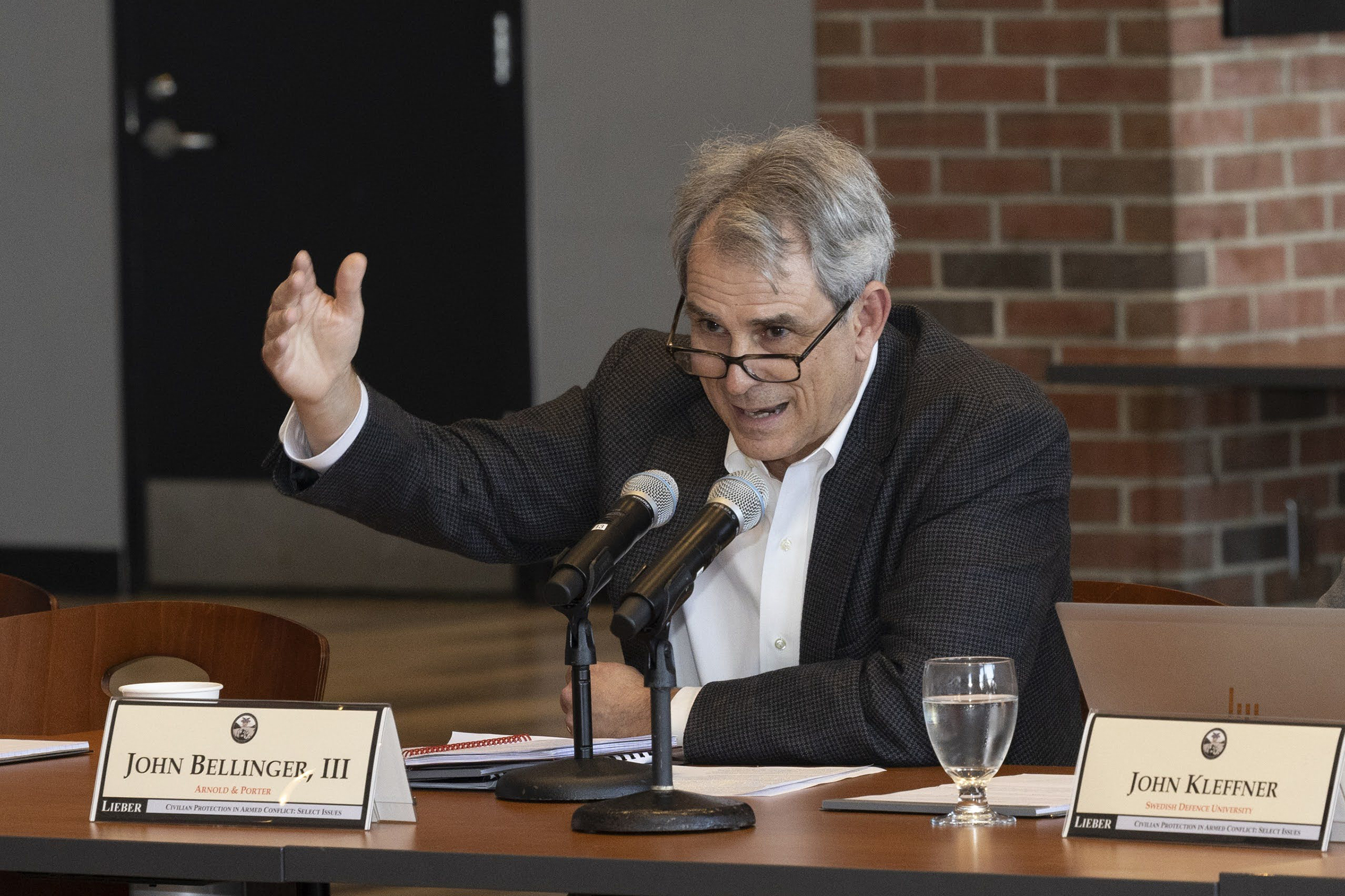 The U.S. Military Academy hosted the 2023 Lieber Institute Workshop. The focus of this year's workshop was Civilian Protection in Armed Conflict. The event took place at the Riverside Café on Nov. 7 at West Point. (Photo by Kyle Osterhoudt/USMA PAO)