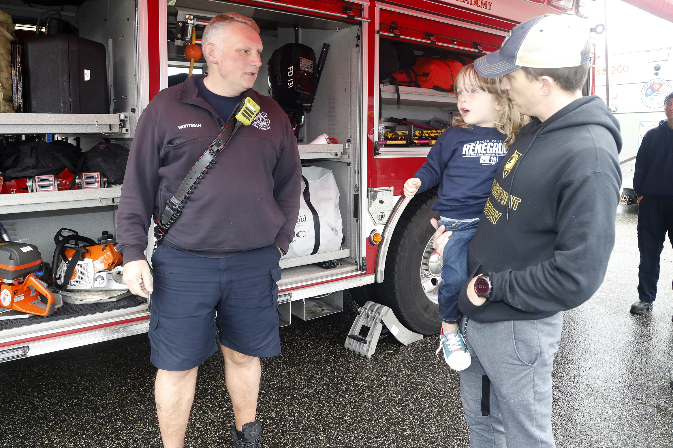 A few hundred West Point community members braved the chilly, inclement weather as the Directorate of Plans, Training, Mobilization and Security hosted the annual Emergency Preparedness Fair Sept. 30 at the West Point Post Exchange parking lot.   (Photo by Eric S. Bartelt/PV)