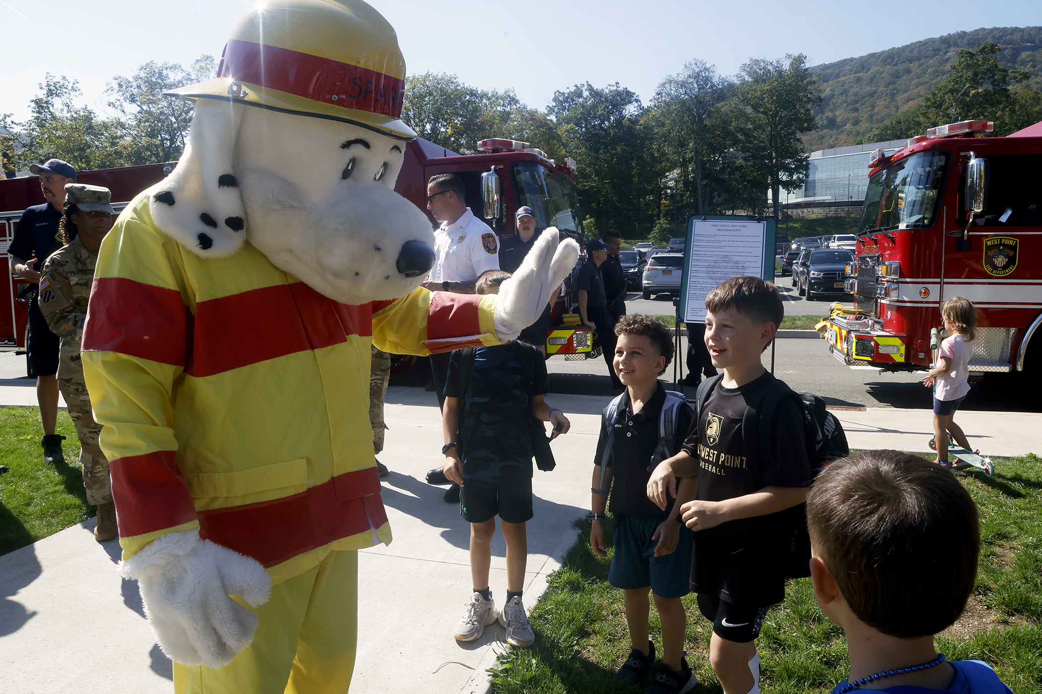 With a commitment to ensuring the safety and security of those living, working and visiting West Point, U.S. Army Garrison West Point and the West Point Fire Department (WPFD) teamed up for a Fire Prevention Week Proclamation signing Oct. 4 at the West Point Middle School (WPMS).    (Photo by Eric S. Bartelt/PV)