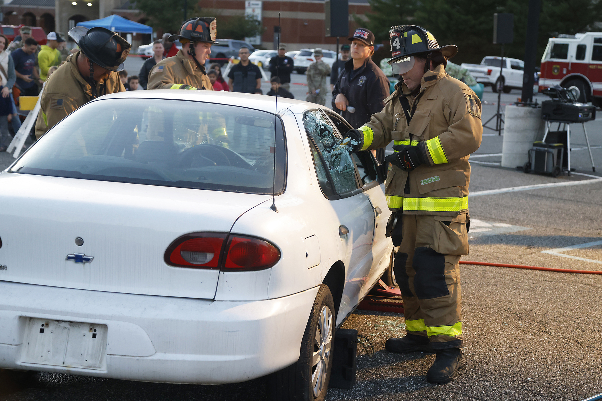 The West Point Fire Department (WPFD) presented its annual Open House for the West Point community Oct. 11 at H Lot in the Post Exchange parking lot. The WPFD offered activities to the children including the Kids Firefighting Obstacle Course with firefighting gear, Fire Extinguisher Training, Bounce House, Fire Truck displays, Cornhole, Dunk a Firefighter and the announcement of the Fire Prevention Week Poster Contest winners.   (Photo by Eric S. Bartelt/PV)