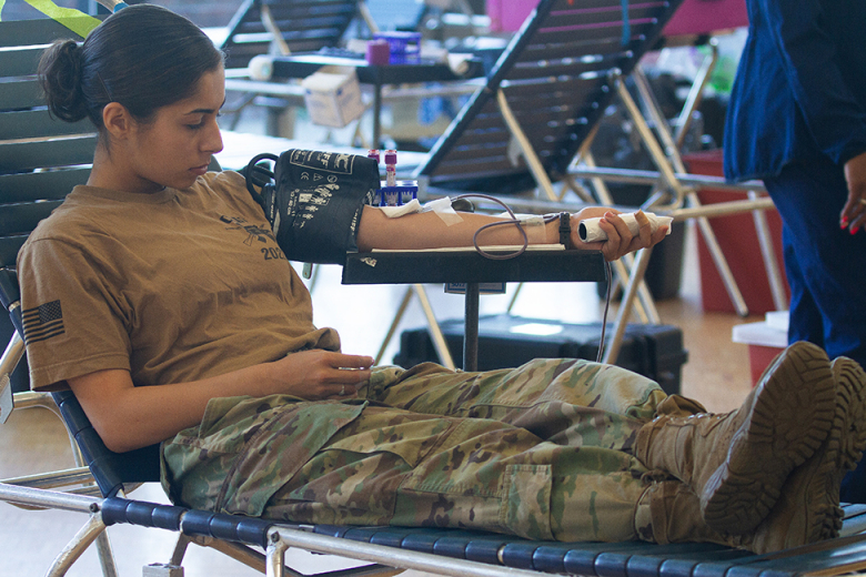 Cadets, faculty and staff sign up and donate blood during the annual West Point Blood Drive facilitated by the New York Blood Center at Eisenhower Hall Aug. 22-25.   (Photo by Jorge Garcia/PV)