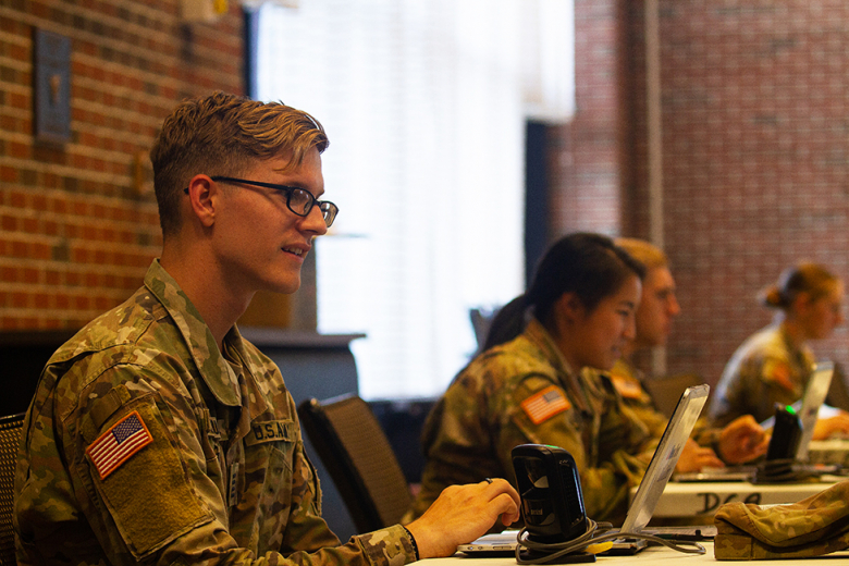 Cadets, faculty and staff sign up and donate blood during the annual West Point Blood Drive facilitated by the New York Blood Center at Eisenhower Hall Aug. 22-25.   (Photo by Jorge Garcia/PV)