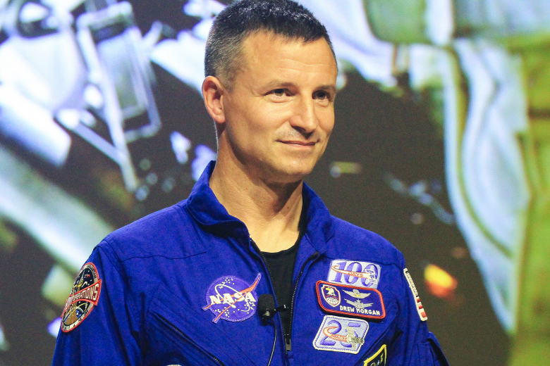 The Corps of Cadets filled both the Arnold and Robinson Auditoriums to attend evening lectures from NASA Astronauts Andrew Morgan (next page) and Mark Vande Hei (above) on Sept. 8 and 14, respectively, at the U.S. Military Academy.   (Photo by Jorge Garcia/PV)