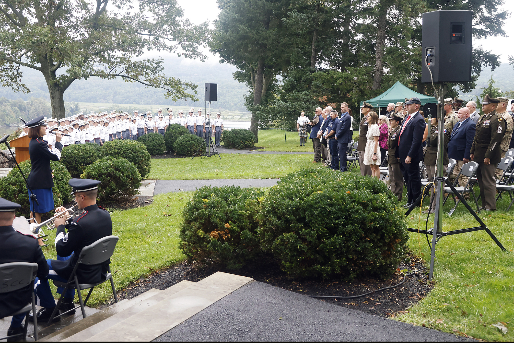 Twenty-two years after the searing events of Sept. 11, 2001, members of the West Point community took a moment to reflect on those who perished that day and servicemembers who made the ultimate sacrifice in the years that followed during the West Point Remembrance Ceremony on Sept. 11 at Trophy Point on the grounds of the U.S. Military Academy.    (Photo by Eric S. Bartelt/PV)