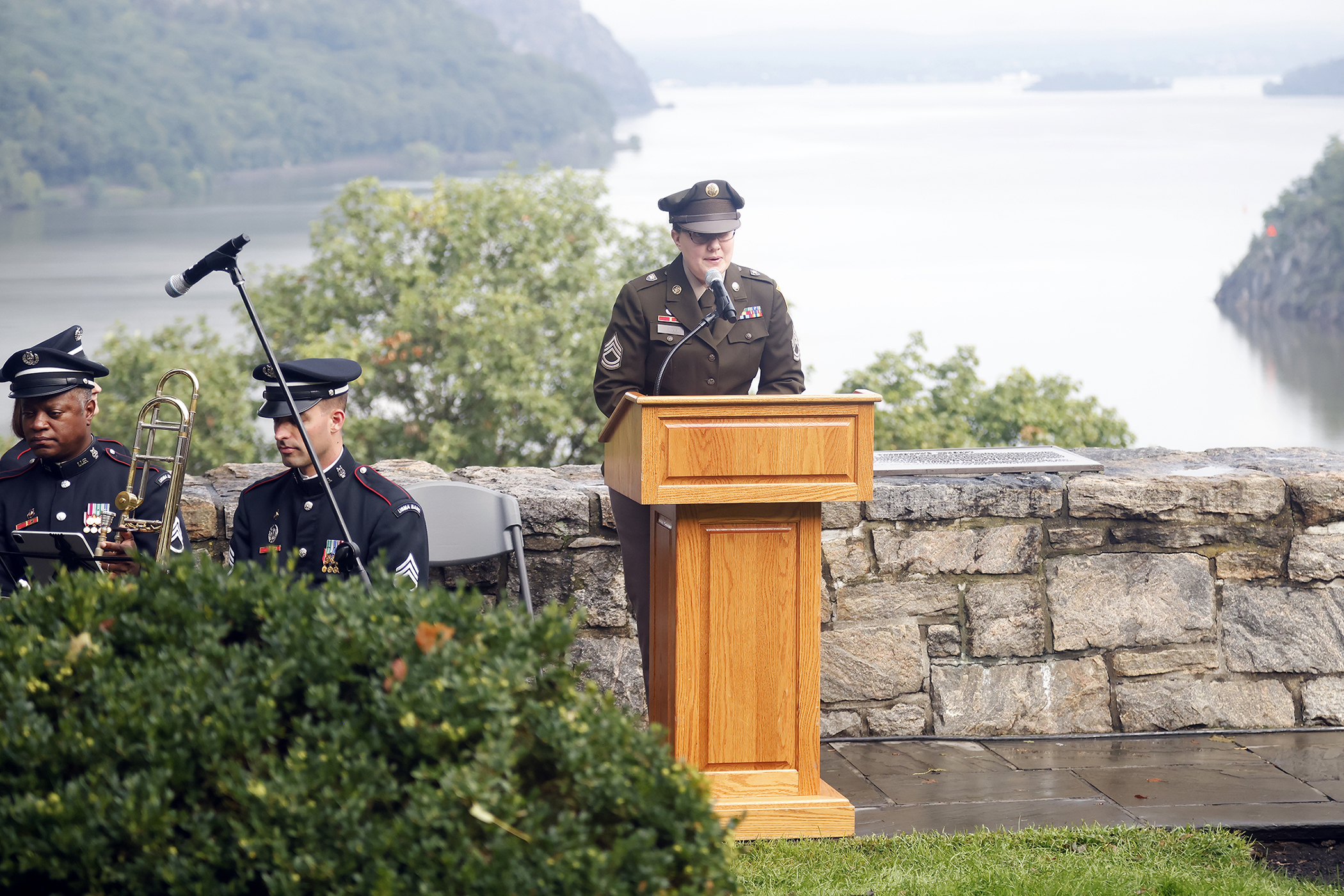Twenty-two years after the searing events of Sept. 11, 2001, members of the West Point community took a moment to reflect on those who perished that day and servicemembers who made the ultimate sacrifice in the years that followed during the West Point Remembrance Ceremony on Sept. 11 at Trophy Point on the grounds of the U.S. Military Academy.    (Photo by Eric S. Bartelt/PV)