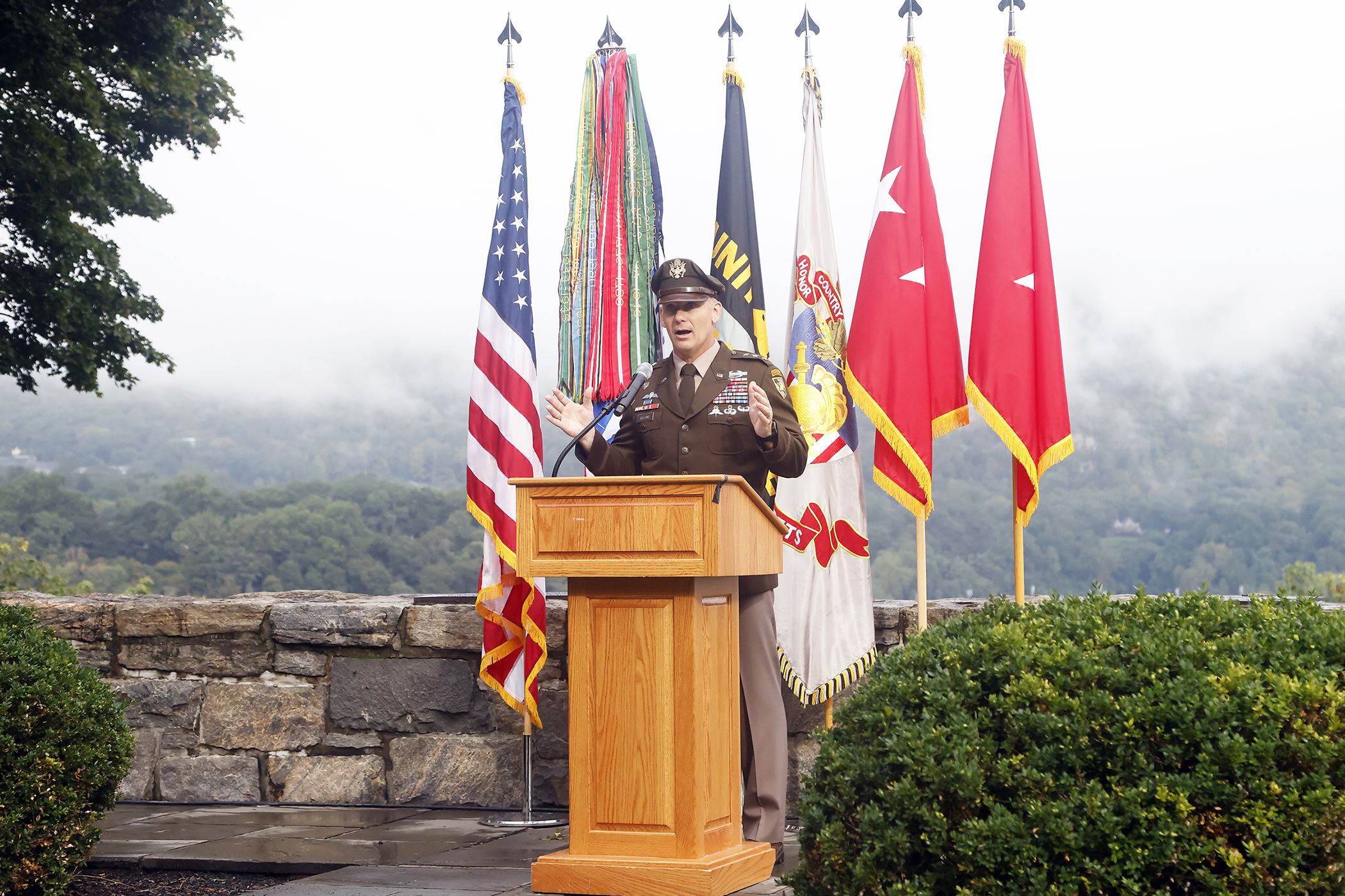 Twenty-two years after the searing events of Sept. 11, 2001, members of the West Point community took a moment to reflect on those who perished that day and servicemembers who made the ultimate sacrifice in the years that followed during the West Point Remembrance Ceremony on Sept. 11 at Trophy Point on the grounds of the U.S. Military Academy.    (Photo by Eric S. Bartelt/PV)