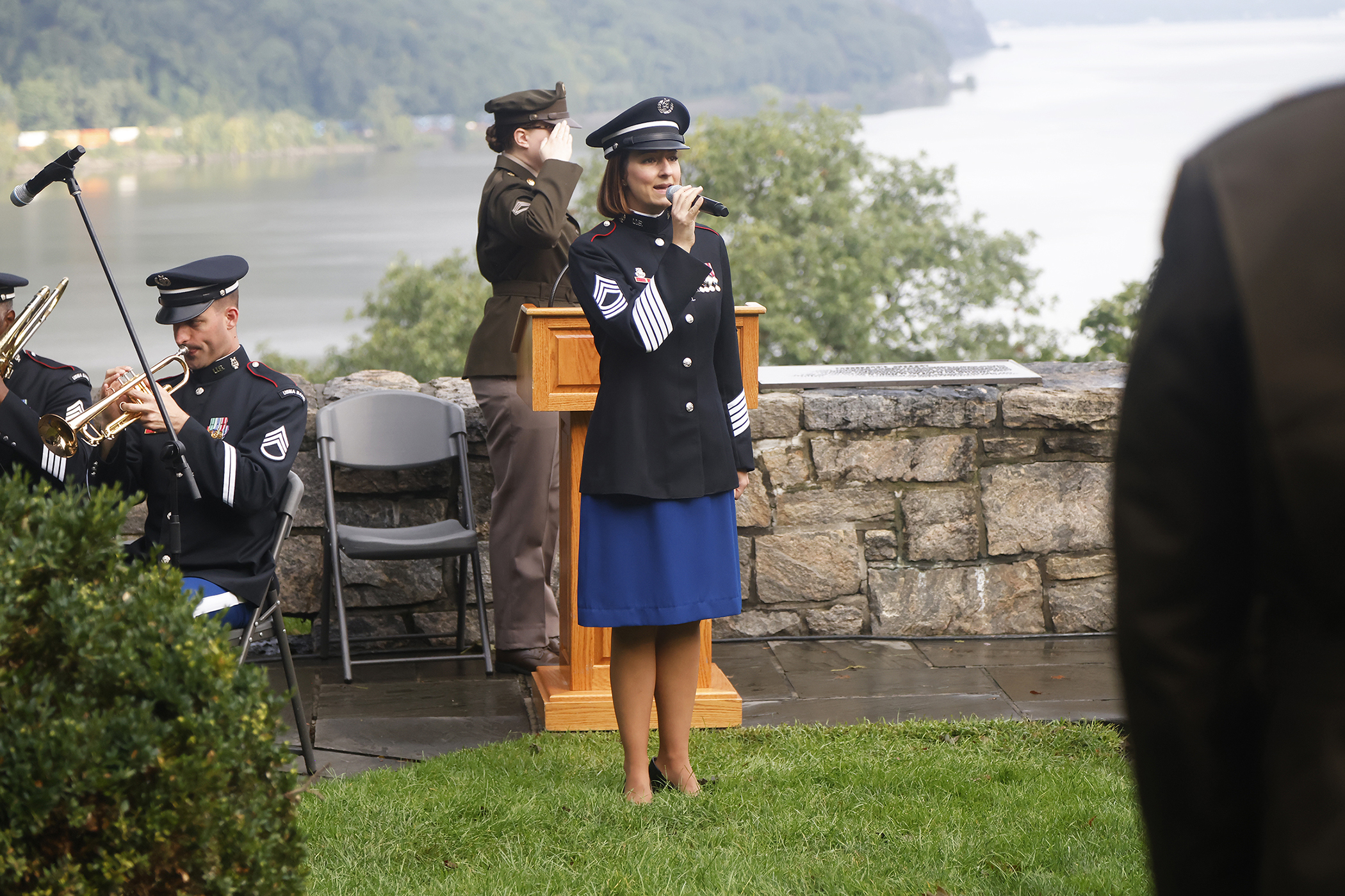 Twenty-two years after the searing events of Sept. 11, 2001, members of the West Point community took a moment to reflect on those who perished that day and servicemembers who made the ultimate sacrifice in the years that followed during the West Point Remembrance Ceremony on Sept. 11 at Trophy Point on the grounds of the U.S. Military Academy.    (Photo by Eric S. Bartelt/PV)