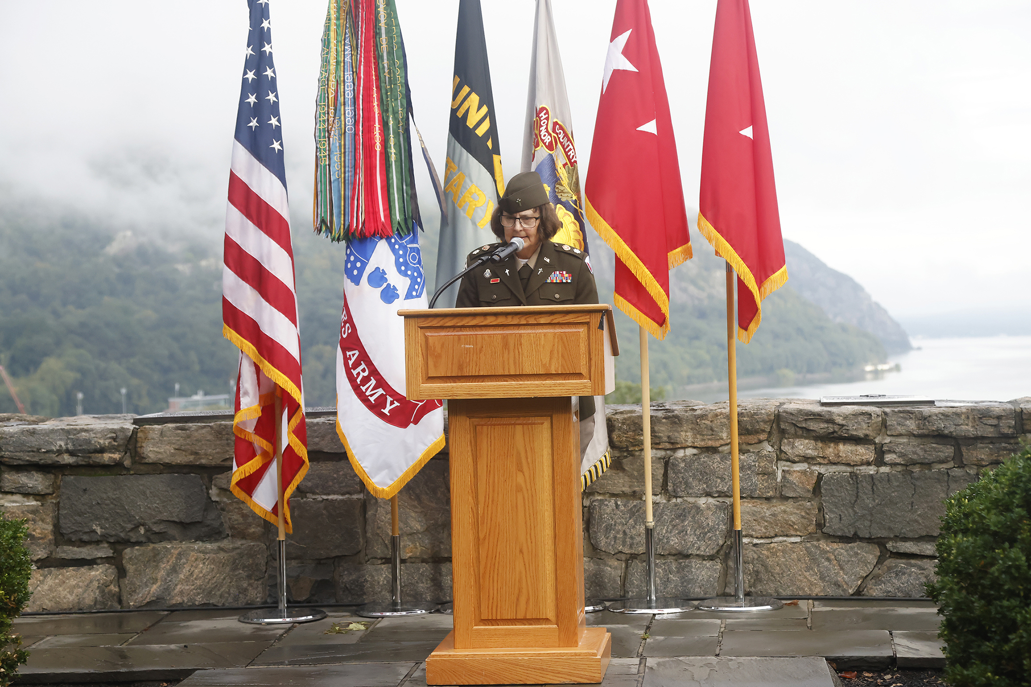 Twenty-two years after the searing events of Sept. 11, 2001, members of the West Point community took a moment to reflect on those who perished that day and servicemembers who made the ultimate sacrifice in the years that followed during the West Point Remembrance Ceremony on Sept. 11 at Trophy Point on the grounds of the U.S. Military Academy.    (Photo by Eric S. Bartelt/PV)
