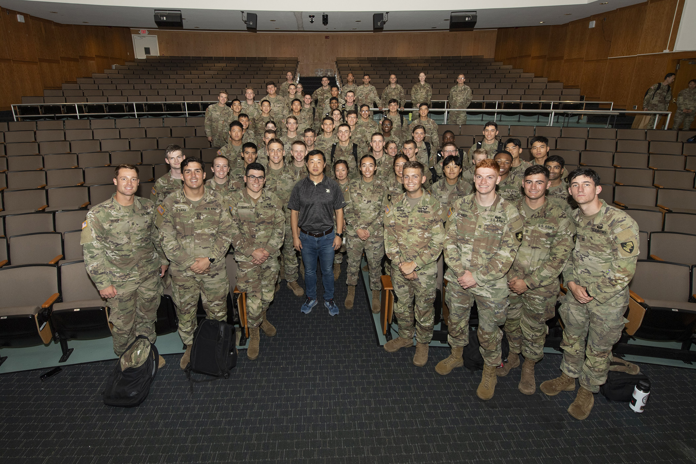 Young Bang, the Principal Deputy Assistant Secretary of the Army (Acquisitions, Logistics and Technology), spoke to the U.S. Military Academy American Society of Engineering Management (ASEM) student chapter about the future of Army modernization and the importance of an engineering management education during a lecture Sept. 8 at Arnold Auditorium.    (Photo courtesy of Department of Systems Engineering)