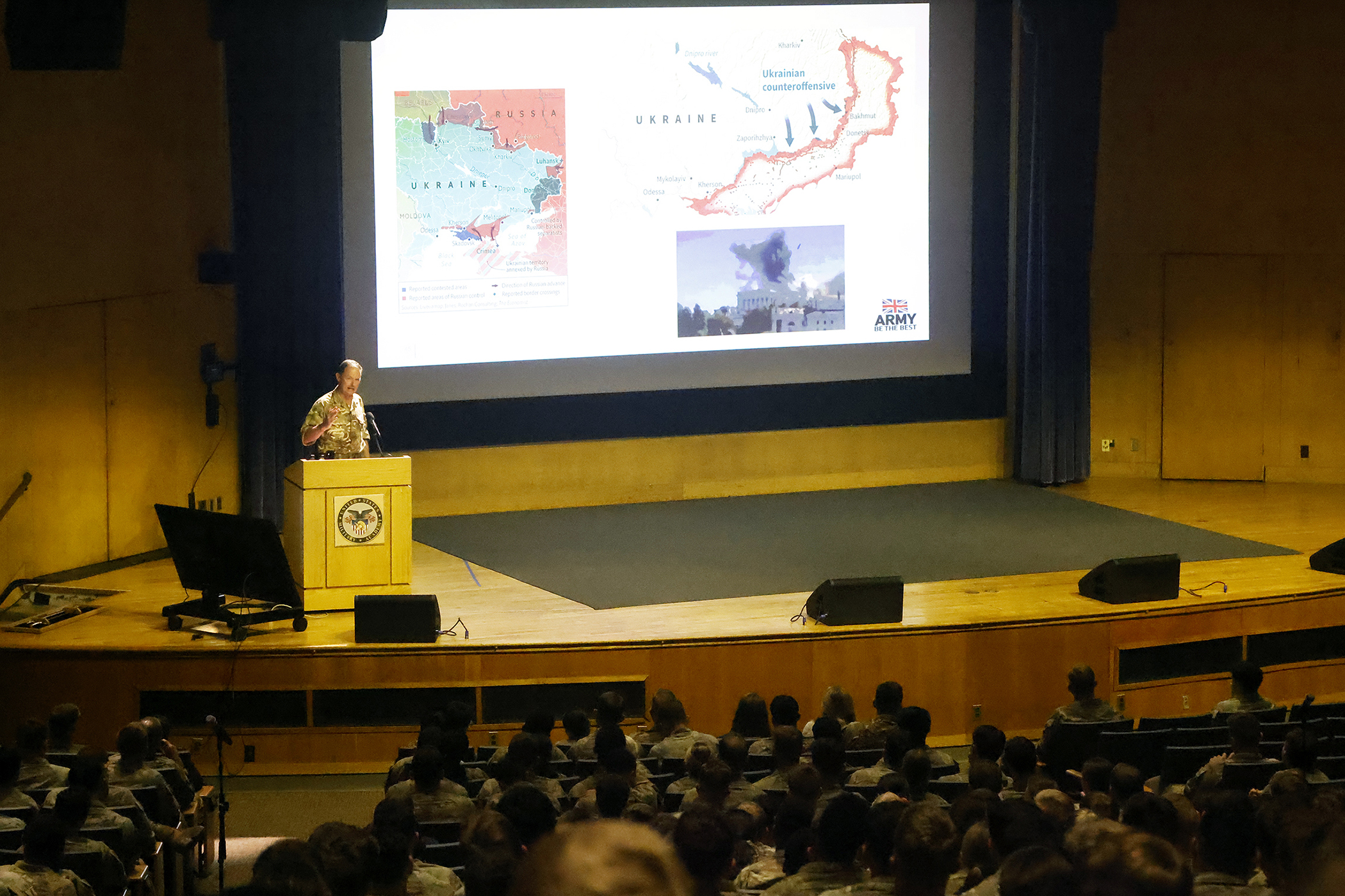 The U.S. Military Academy hosted the 77th annual Kermit Roosevelt Lecture Sept. 28 at Robinson Auditorium. The guest speaker for the distinguished foreign visit was British Lt. Gen. Sir Roly Walker, deputy chief of Defense Staff for Military Strategy and Operations at the Ministry of Defense.  Kermit Roosevelt, son of President Theodore Roosevelt, served both the U.S. and United Kingdom armies during World War I and World War II. The annual lecture offers a chance for continued fostering of Anglo-American 