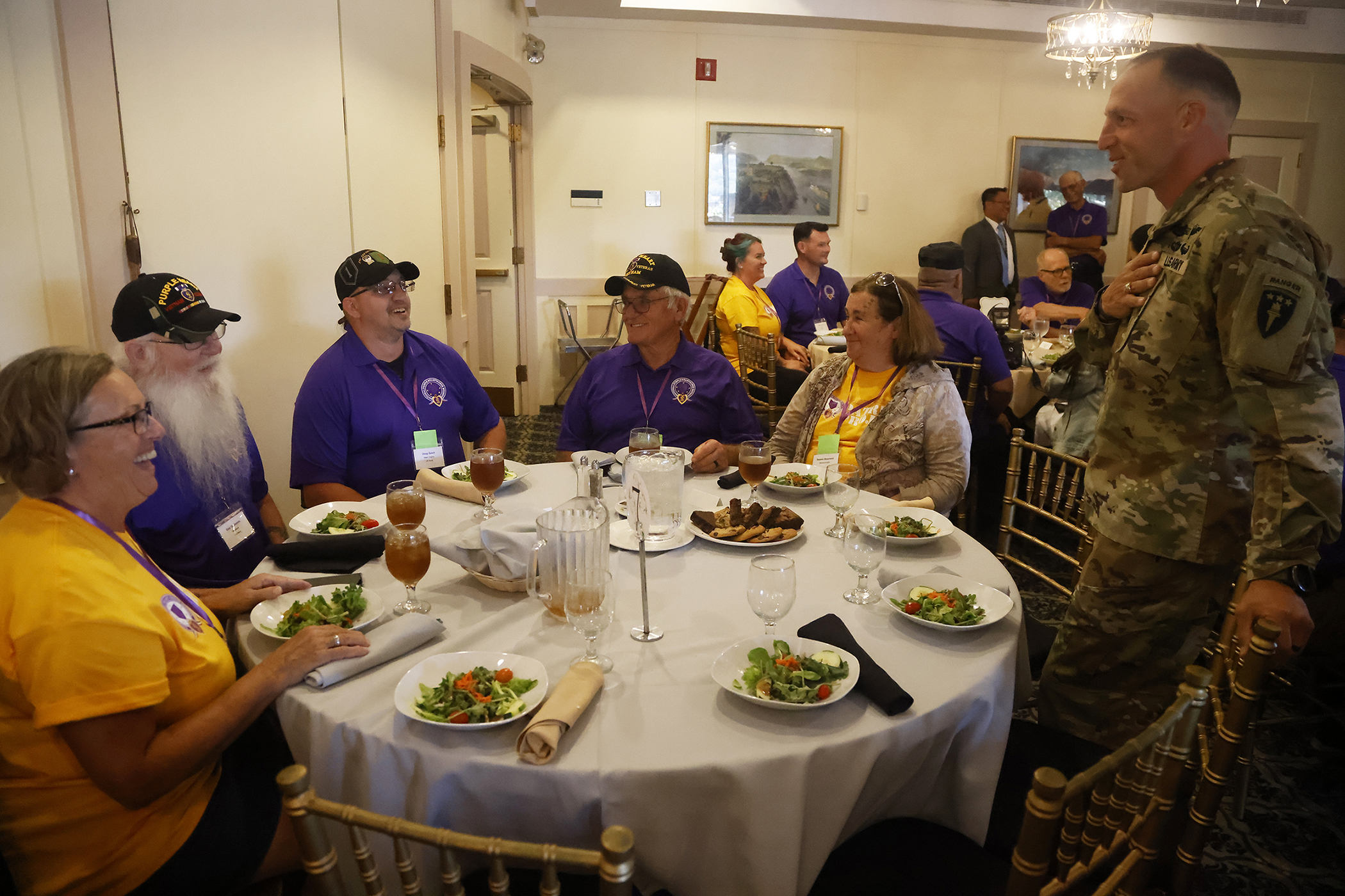 The U.S. Military Academy welcomed 38 Purple Heart recipients and their family and caregivers, about 90 total guests, during the Purple Heart Patriot Project venture to West Point on Sept. 21. Organized and sponsored by the National Purple Heart Honor Mission, the non-profit organization works to promote the National Purple Heart Hall of Honor in New Windsor, N.Y.   (Photo by Eric S. Bartelt/PV)