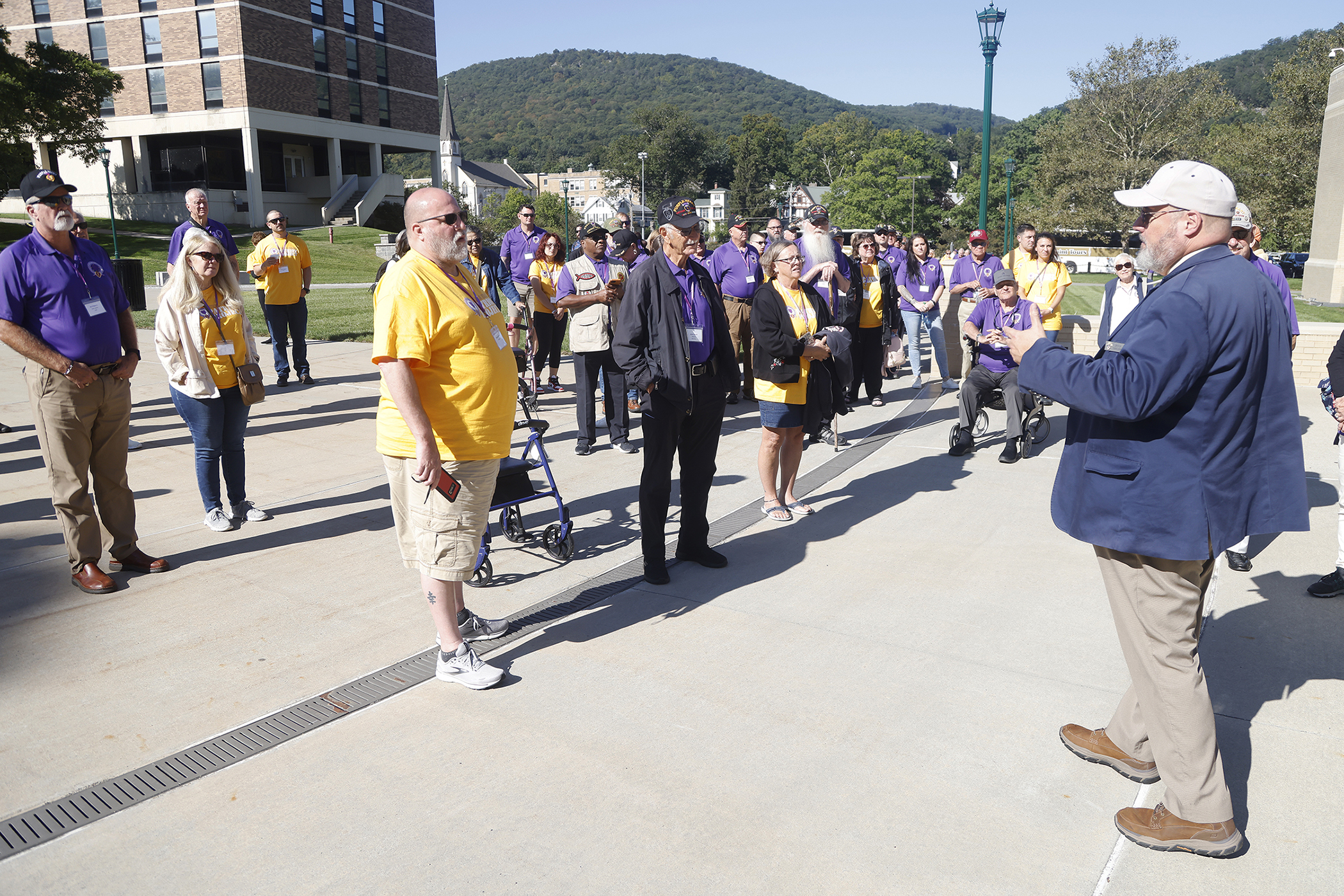 The U.S. Military Academy welcomed 38 Purple Heart recipients and their family and caregivers, about 90 total guests, during the Purple Heart Patriot Project venture to West Point on Sept. 21. Organized and sponsored by the National Purple Heart Honor Mission, the non-profit organization works to promote the National Purple Heart Hall of Honor in New Windsor, N.Y.   (Photo by Eric S. Bartelt/PV)