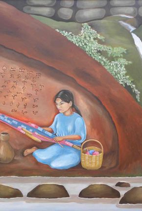 Athena Magcase-Lopez, Weaver in a Cave, 2007, Oil on canvas, Courtesy of the artist, Morris Plains, New Jersey