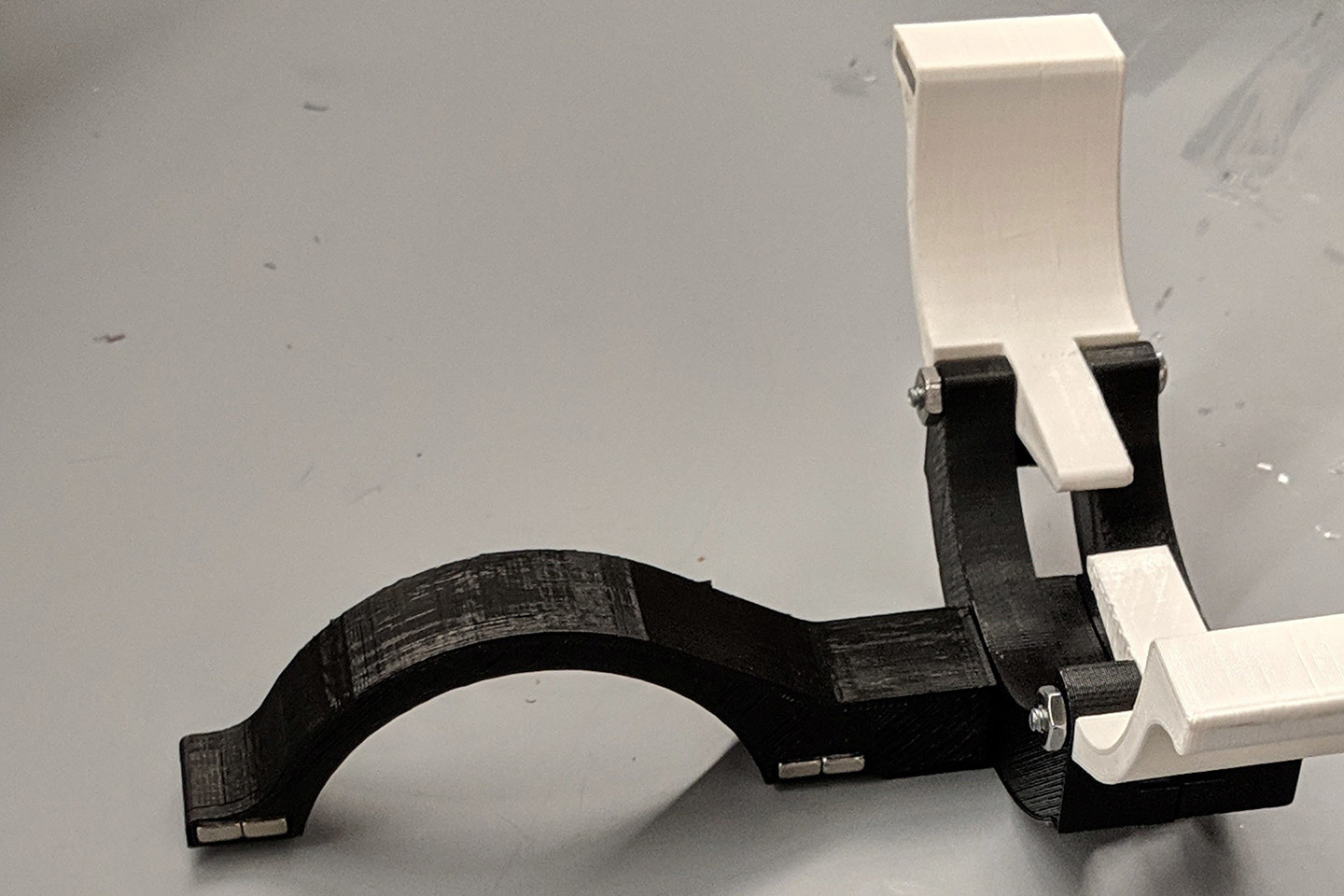 A prototype of an orthotic wrist device to assist with hand tremors.