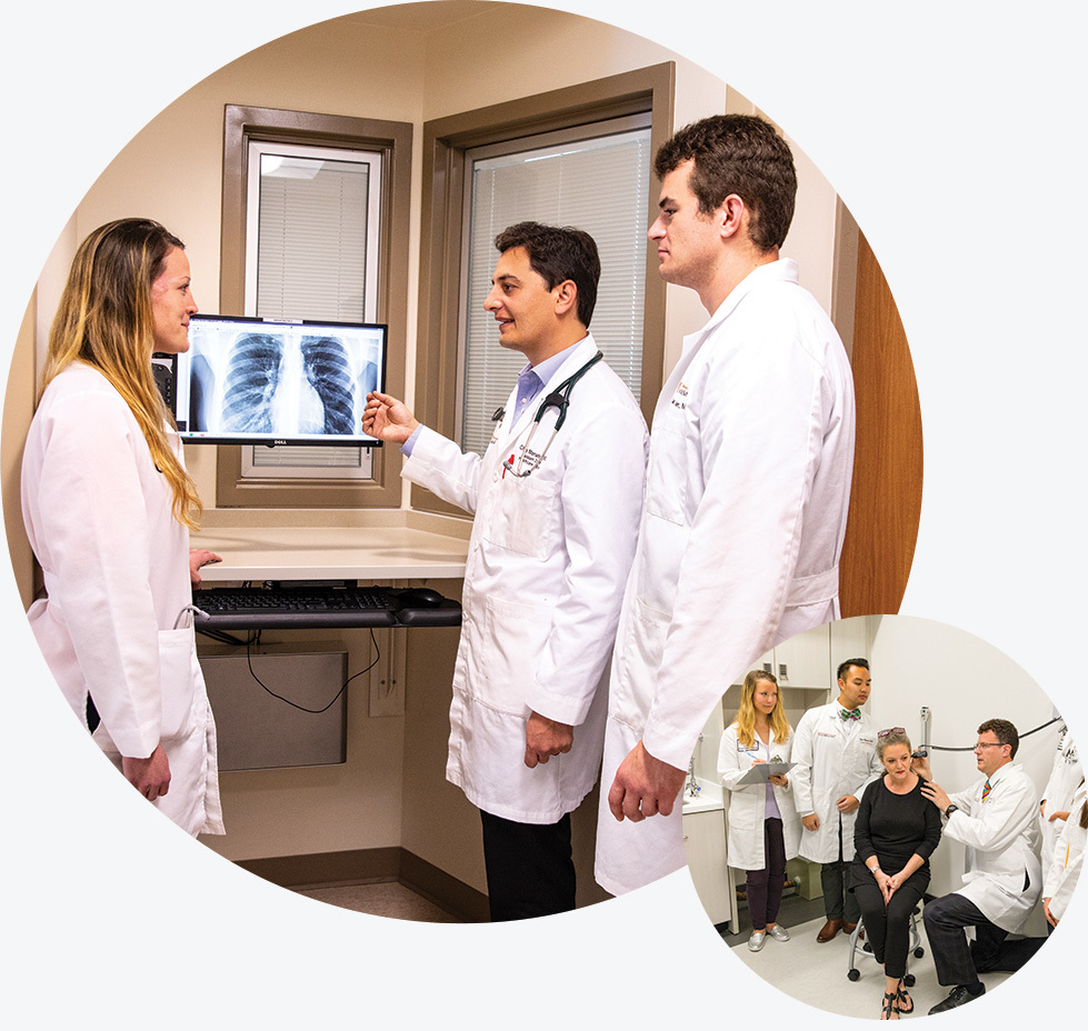Physicians looking at an x-ray.