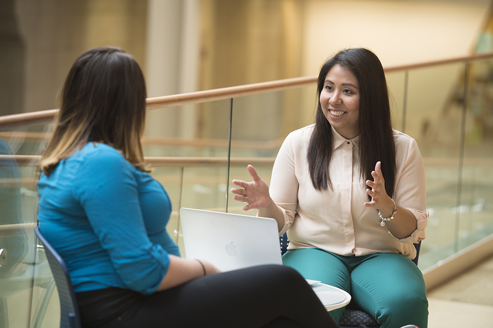 Professor discussion with graduate students
