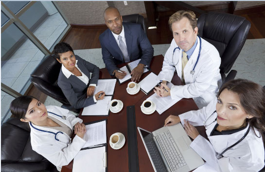 Health care executive in boardroom