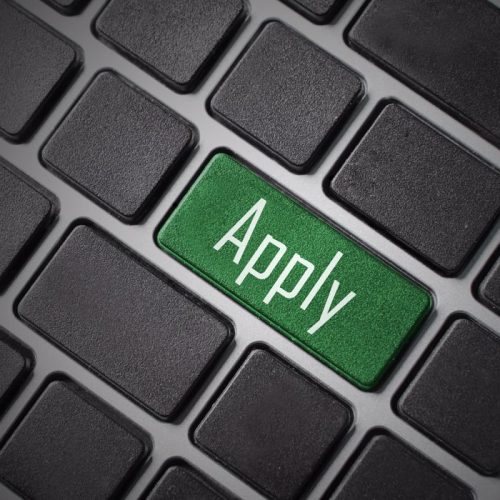 Keyboard with green 'Apply' key