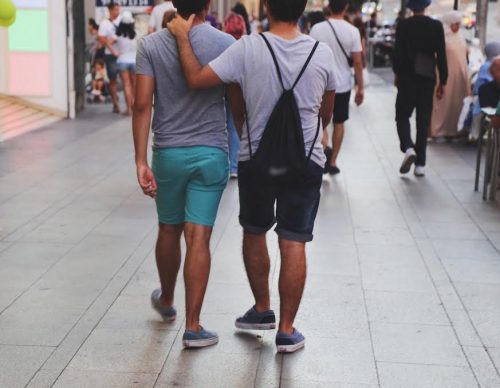 A couple walks together