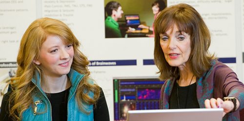 Bradley faculty member Lori Russell-Chapin working one-on-one with student