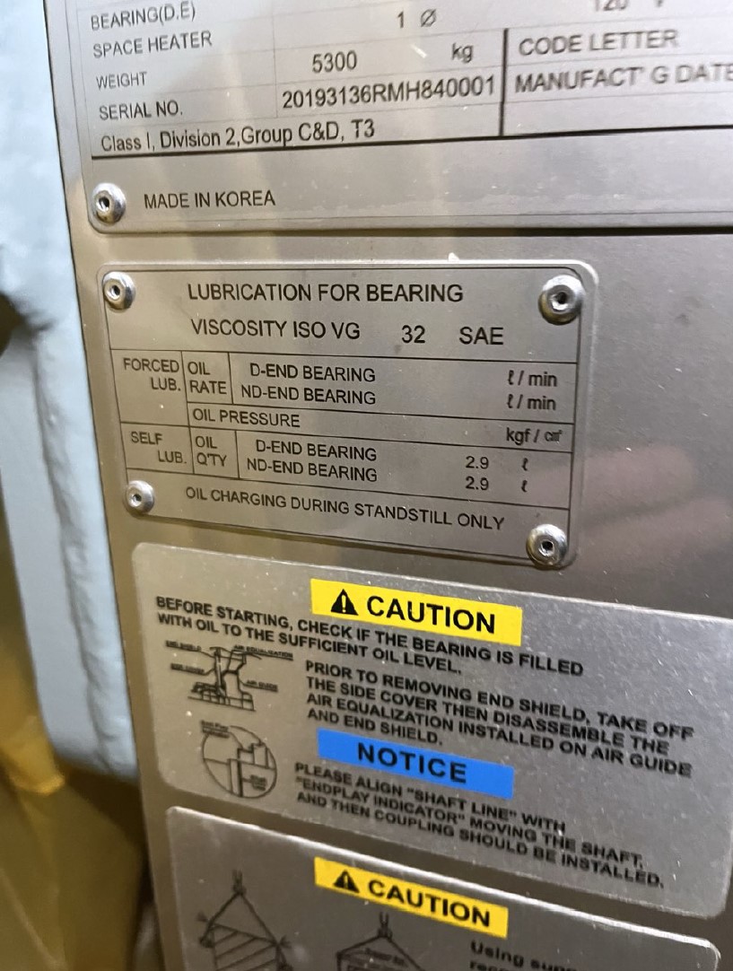 2020 HYUNDAI HNP3 451-28E REFRIGERATION COMPRESSOR MOTOR