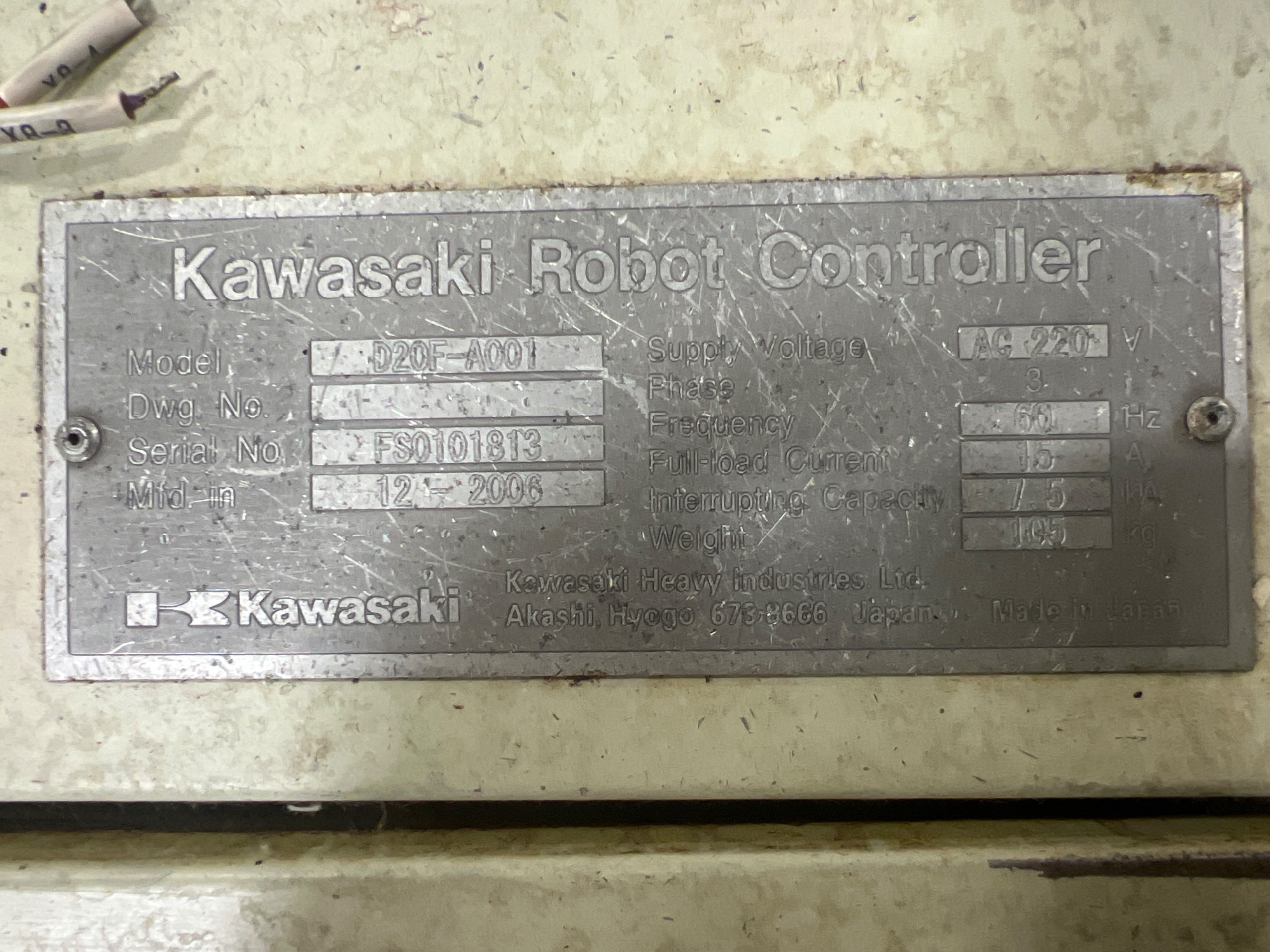 KAWASAKI ROBOT & CONTROLLER ASSEMBLY