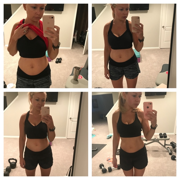 The first picture in this sequence was 3 months after having Maddie, and the last was 10 months after having Maddie.