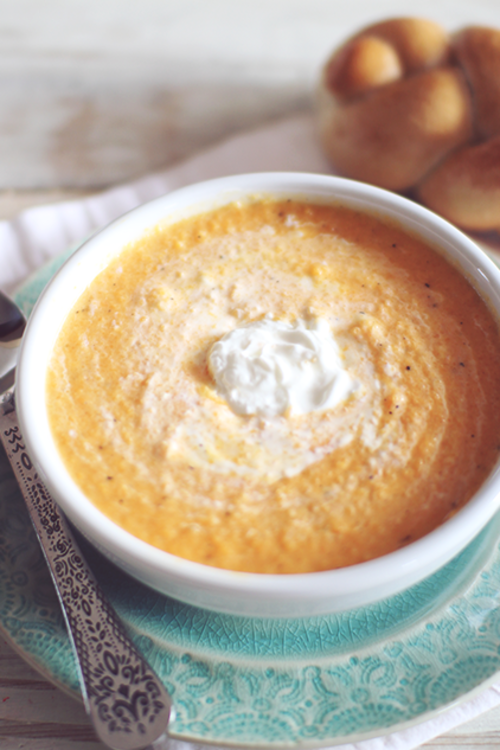 Cheesy Butternut Squash Soup