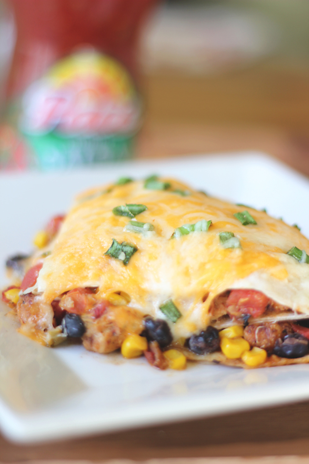 Layered Chicken Enchilada Bake Dashing Dish