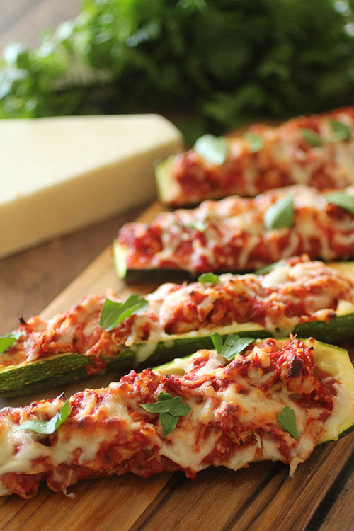 Chicken Parmesan Zucchini Boats