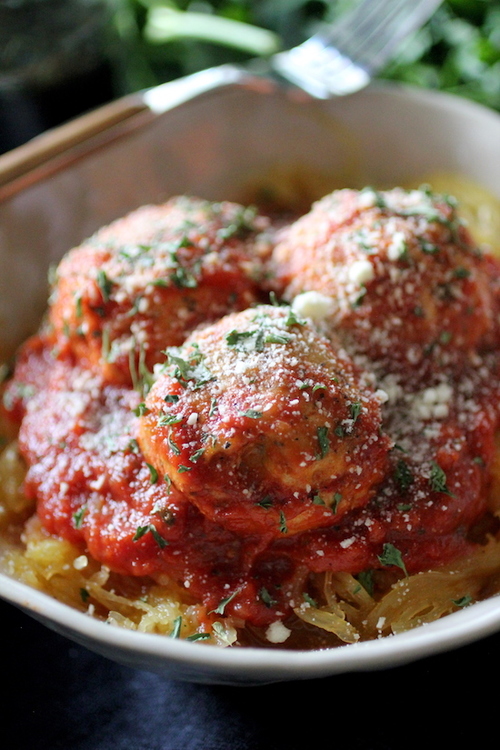 Crockpot Spaghetti Squash and Meatballs Dashing Dish