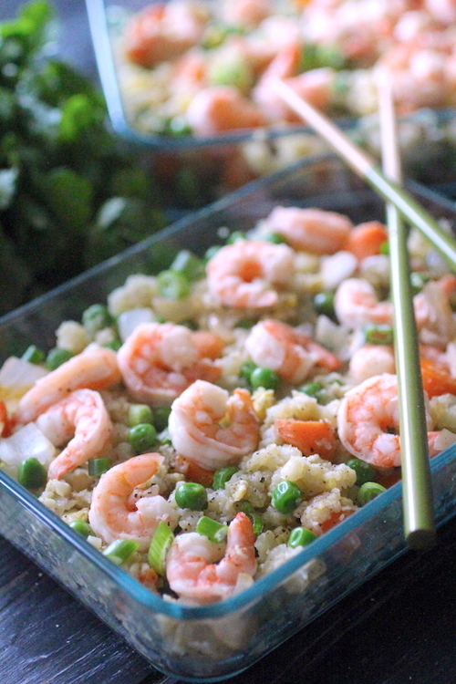Low Carb Shrimp Cauliflower Rice Meal Prep Bowls